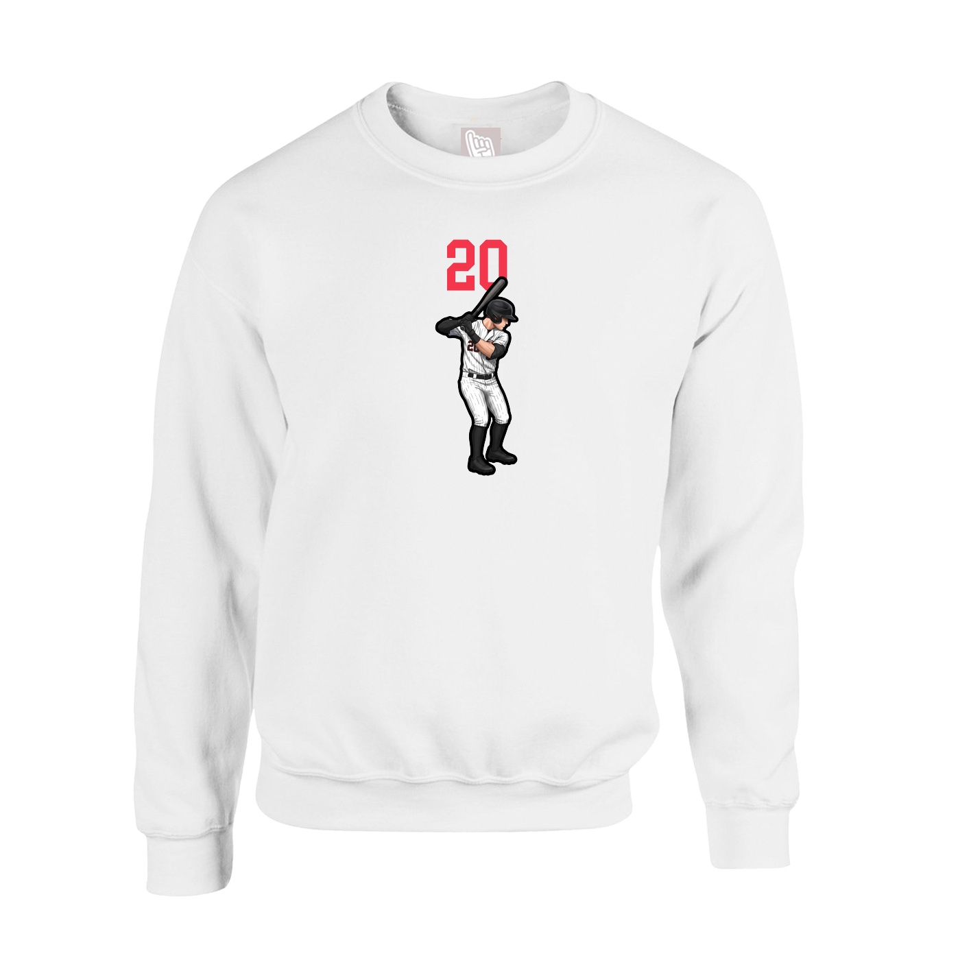 Fleece Crew — Number Top in White