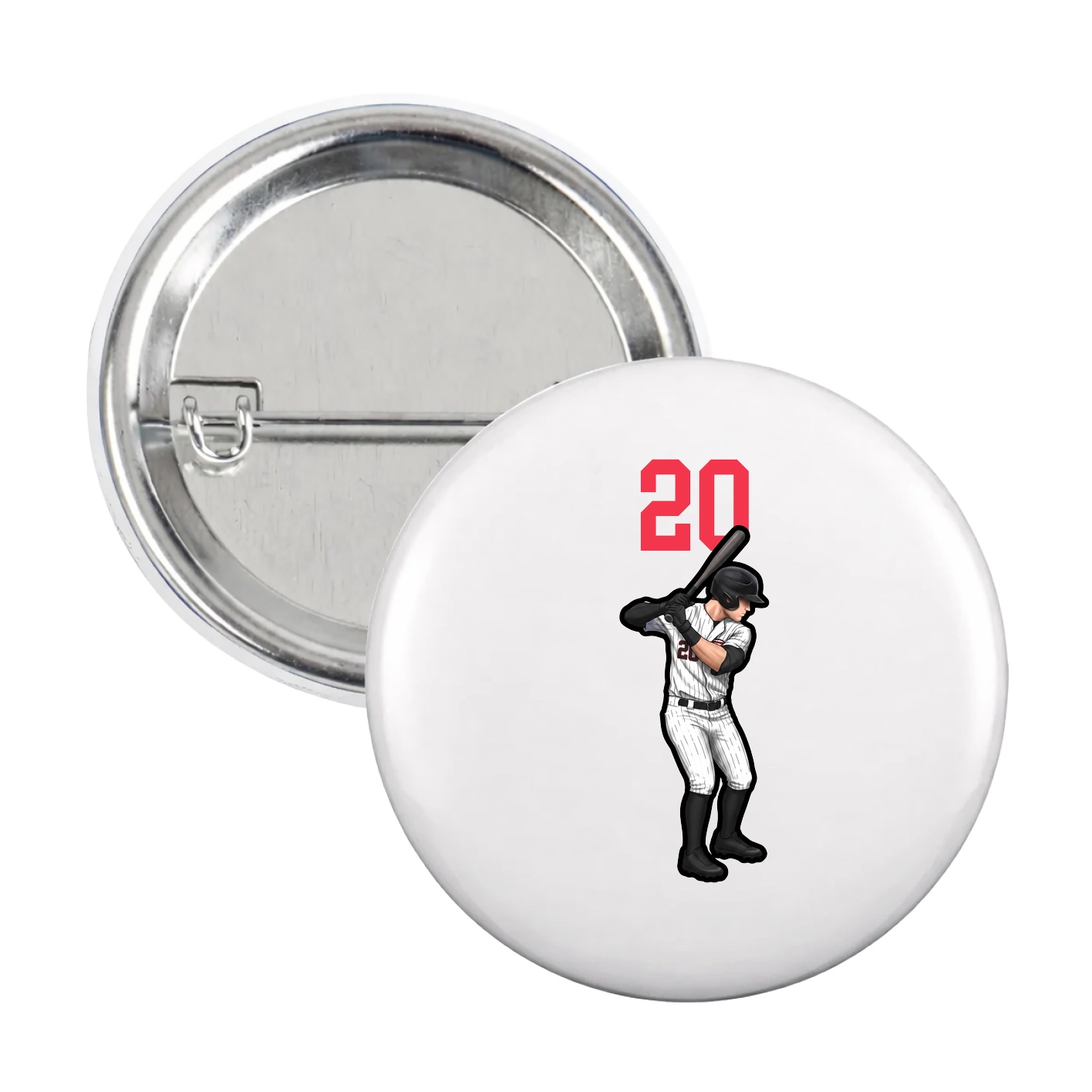 Game Day Button — Number Top in White
