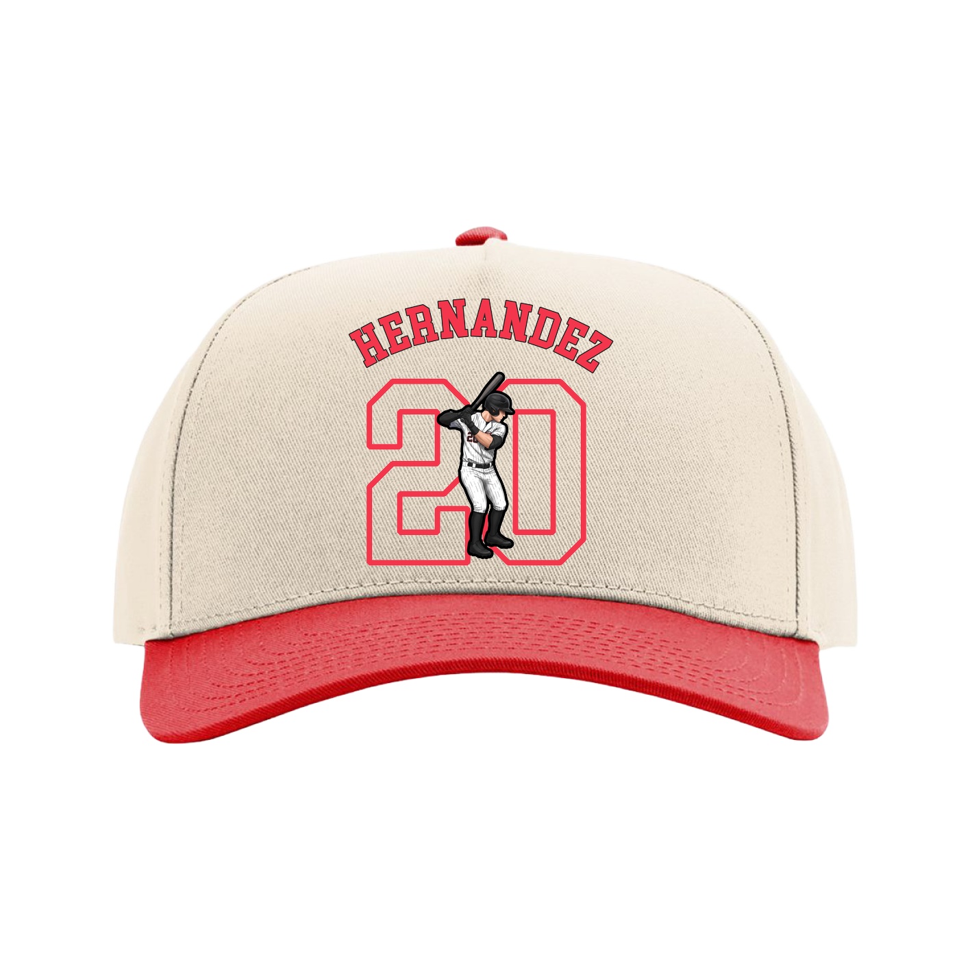 Full Fabric Five-Panel Champ Cap — Shirsey Arch in Cream/Red