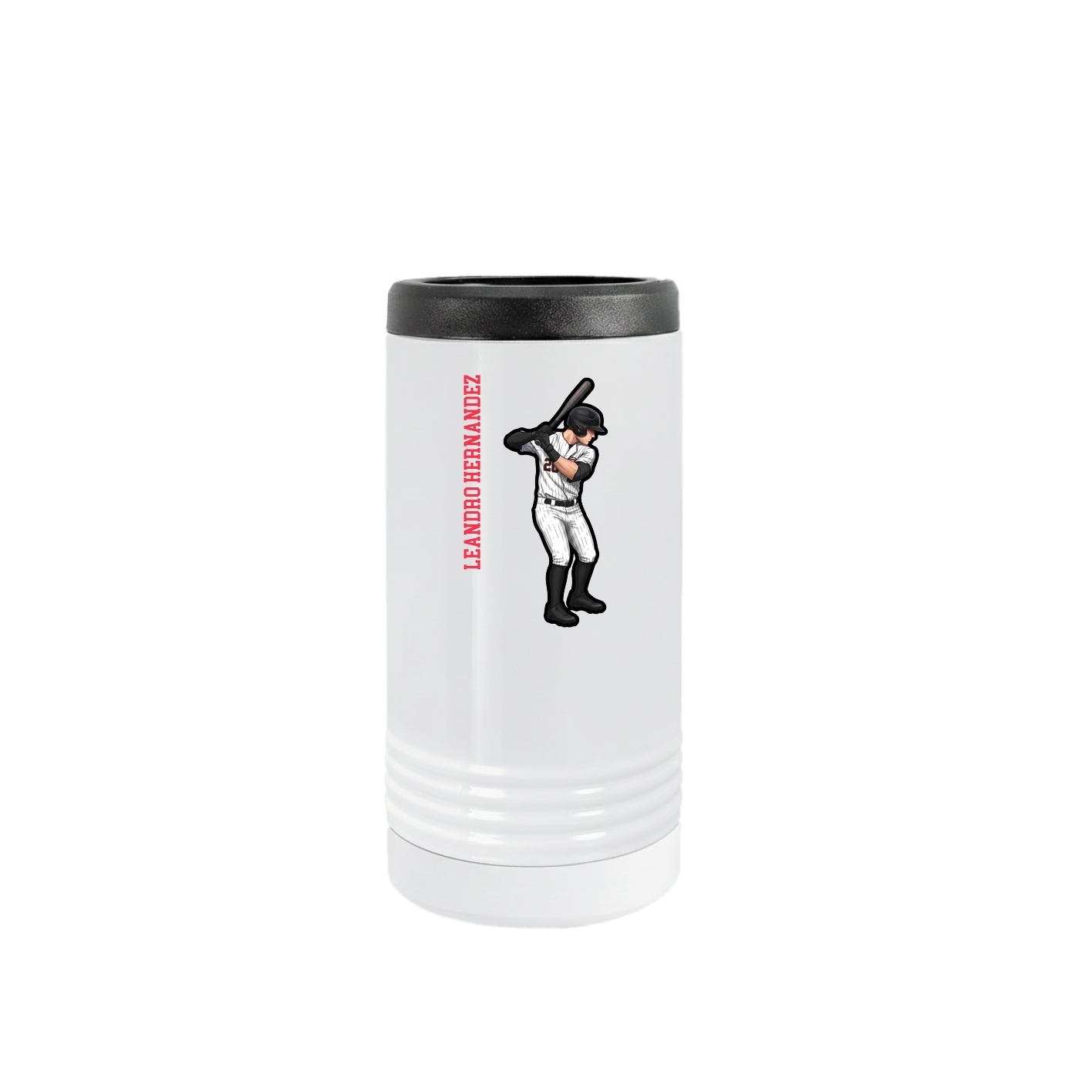 Slim Beverage Holder — Name Vertical in White