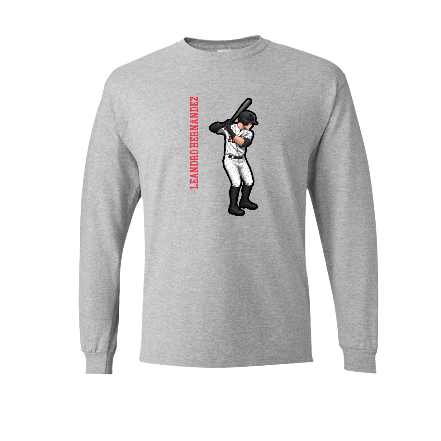 Long Sleeve Tee — Name Vertical in Grey