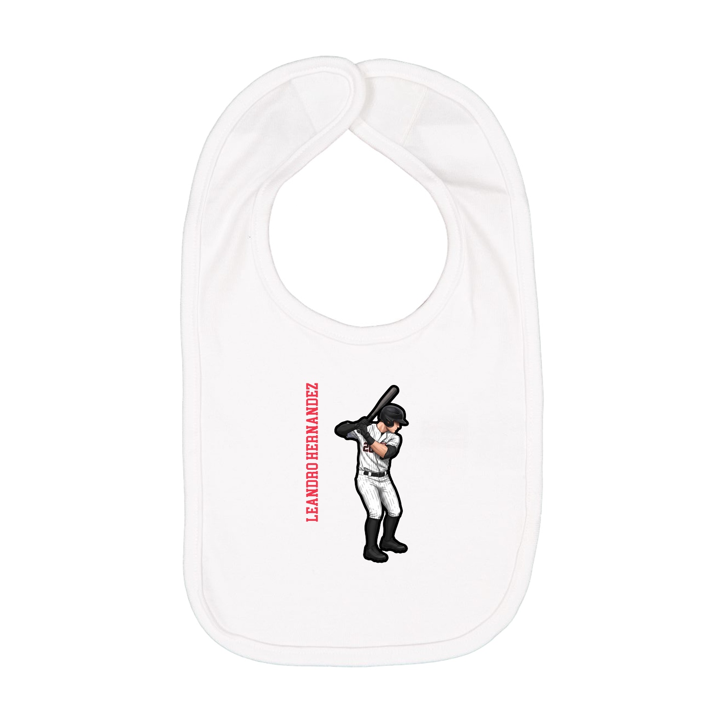 Infant Bib — Name Vertical in White