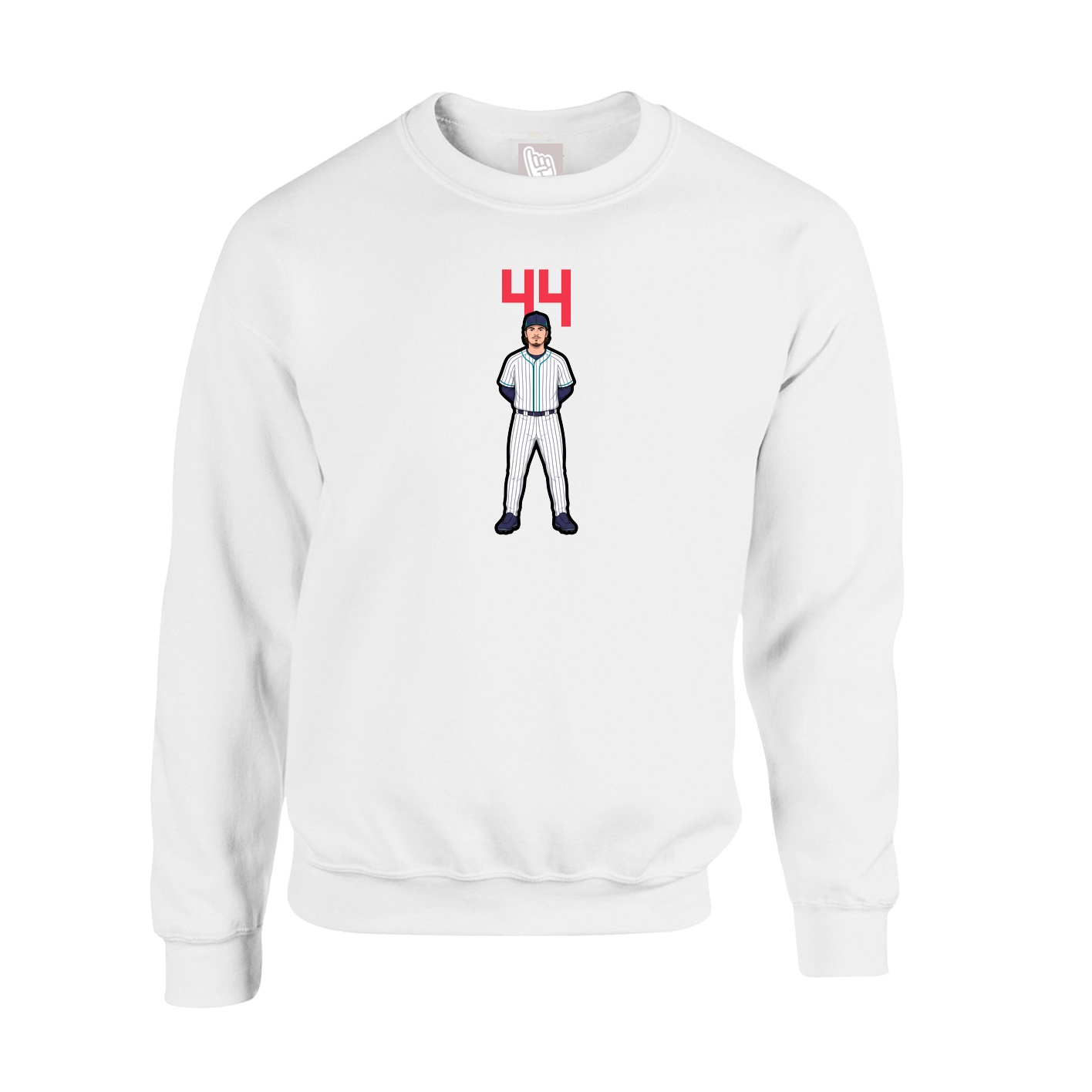 Fleece Crew — Number Top in White