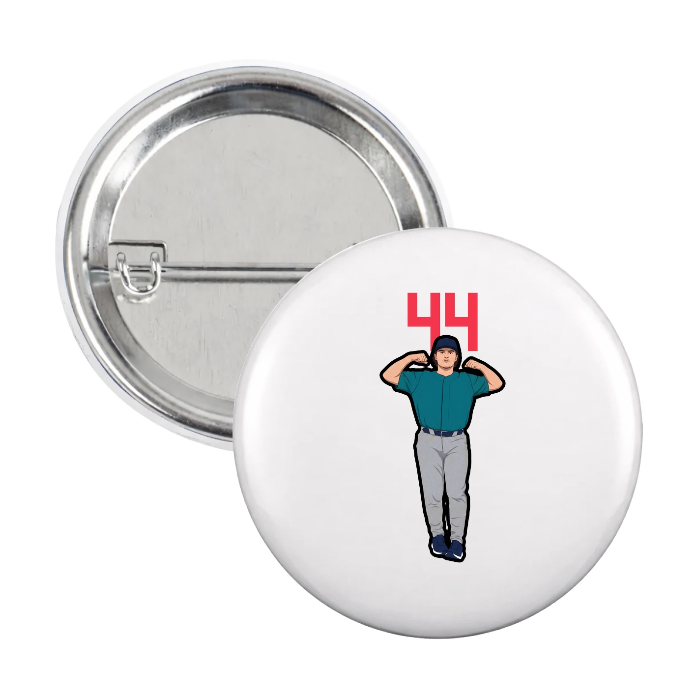 Game Day Button — Number Top in White
