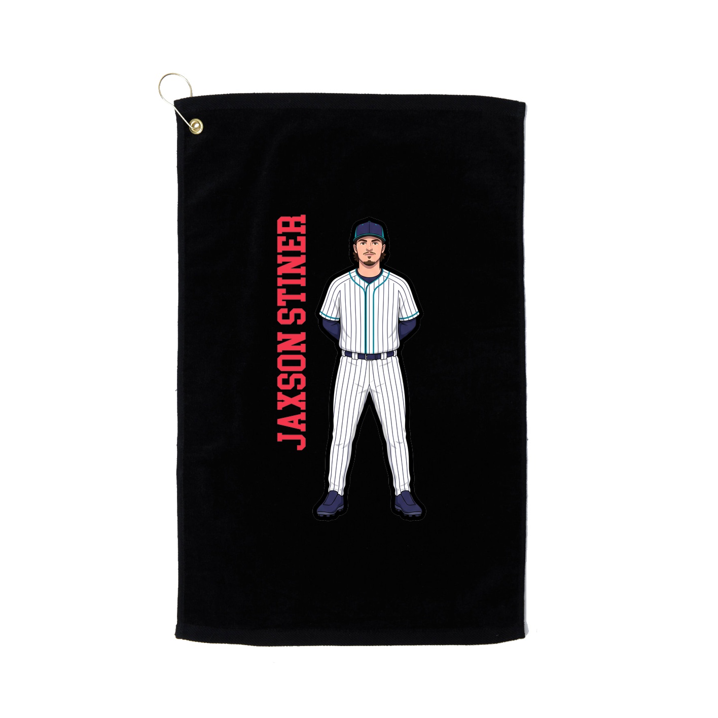 Golf Towel — Name Vertical in Black