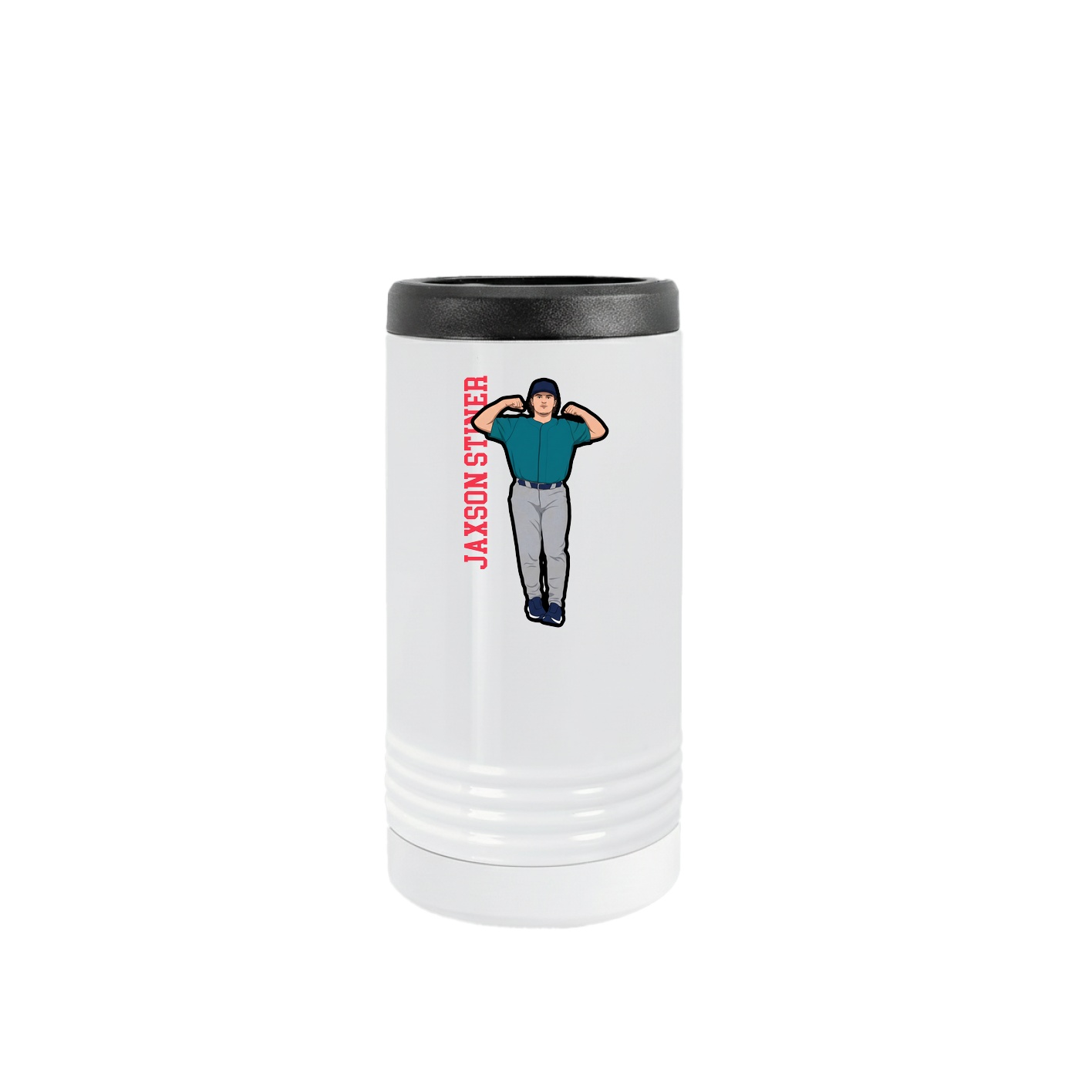 Slim Beverage Holder — Name Vertical in White
