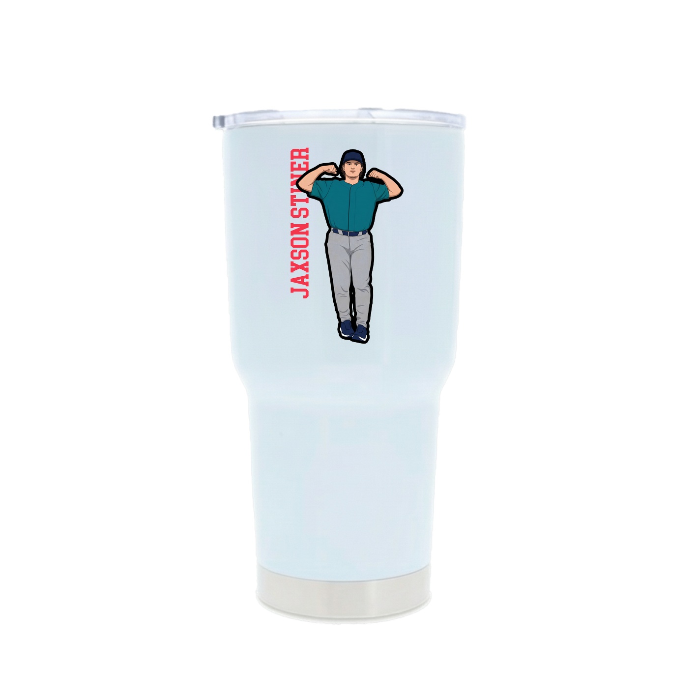 30oz Stainless Steel Tumbler — Name Vertical in White