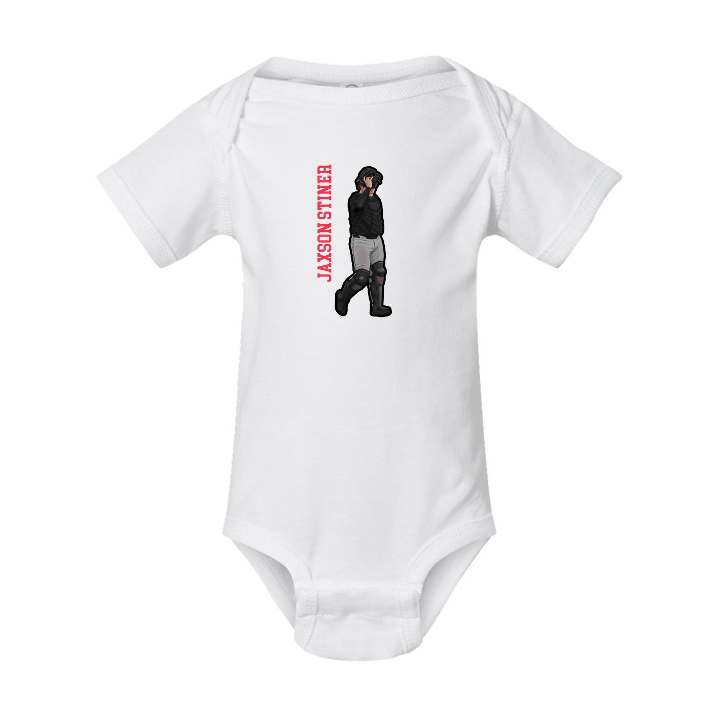 Baby Onesie — Name Vertical in White
