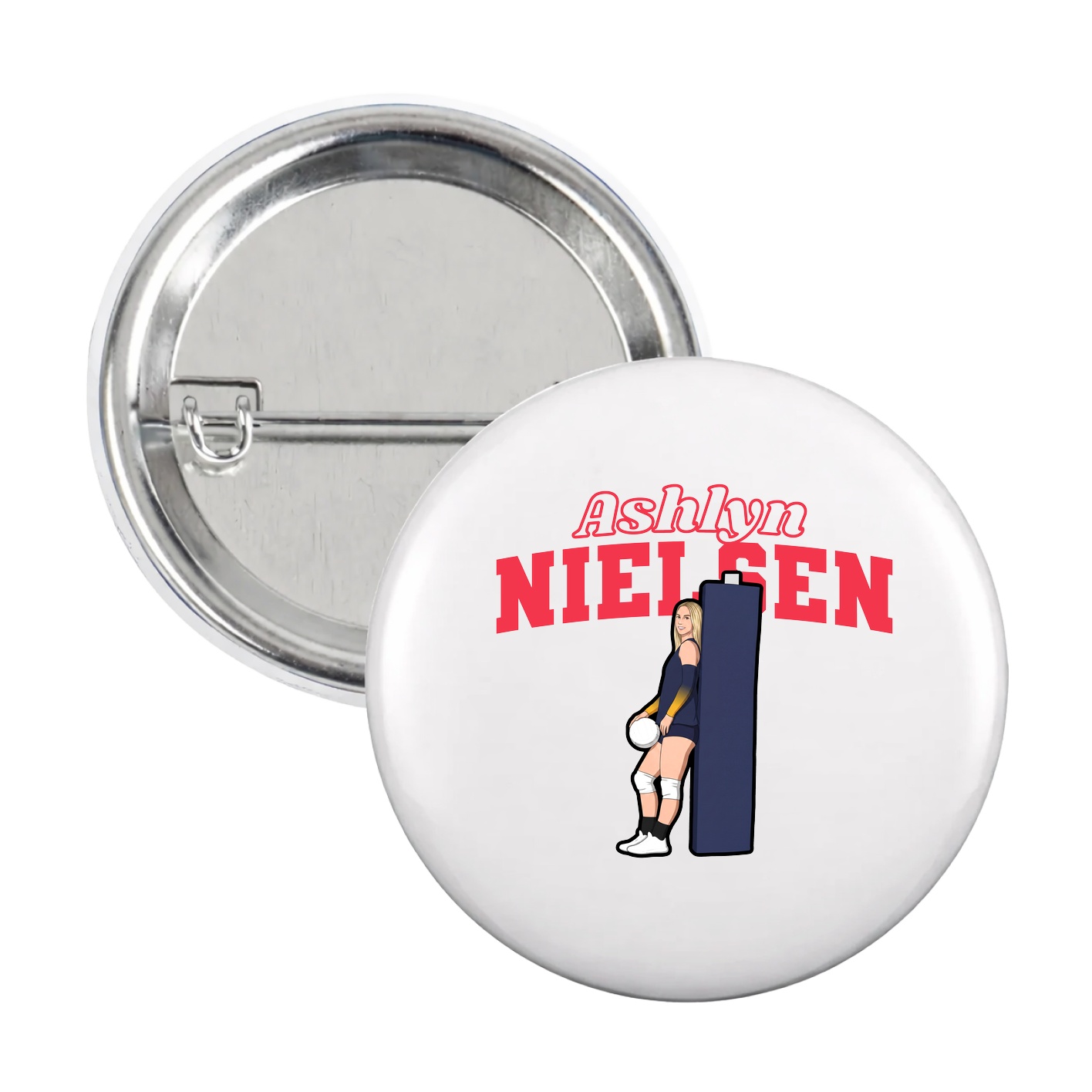 Game Day Button — Name Arch in White