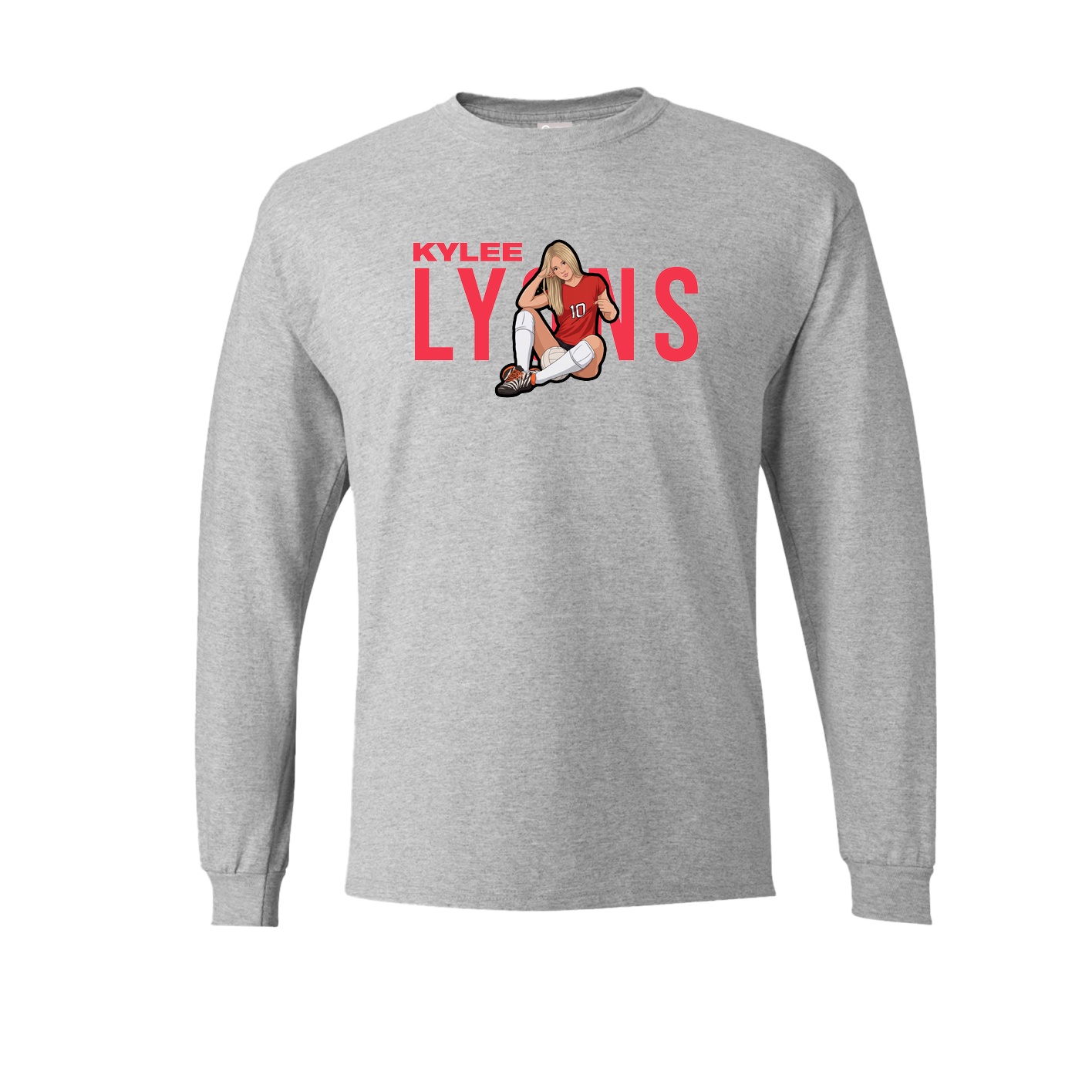 Long Sleeve Tee — Player Name in Grey