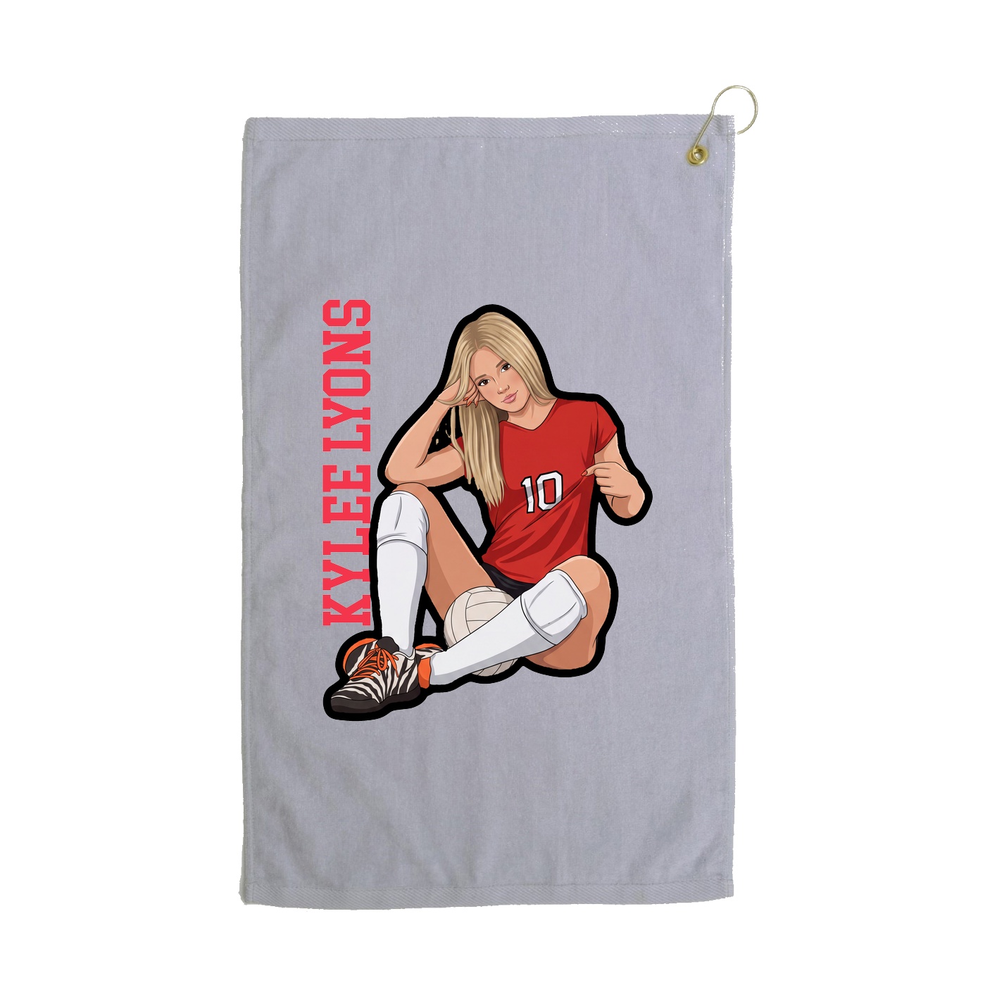Golf Towel — Name Vertical in Grey
