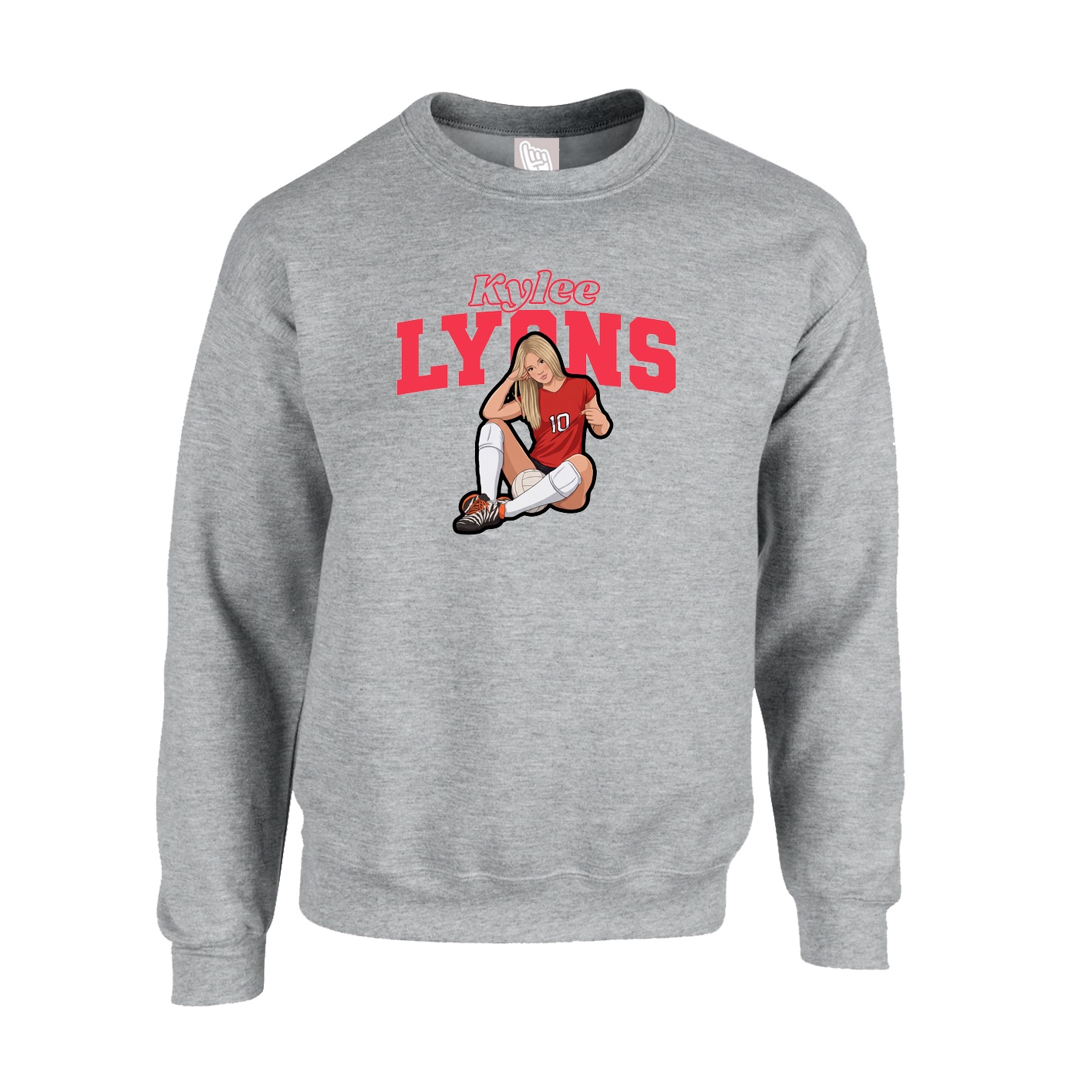 Fleece Crew — Name Arch in Grey