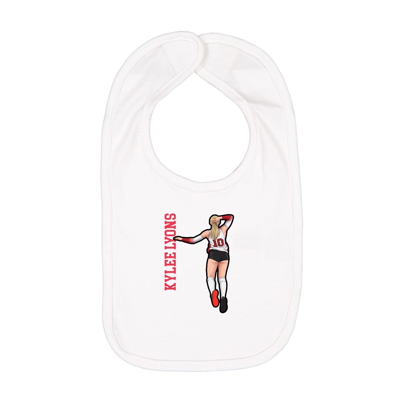 Infant Bib — Name Vertical in White