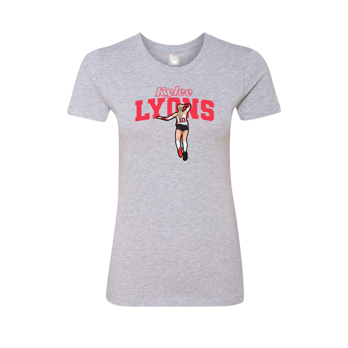 Fitted Women's Tee — Name Arch in Grey