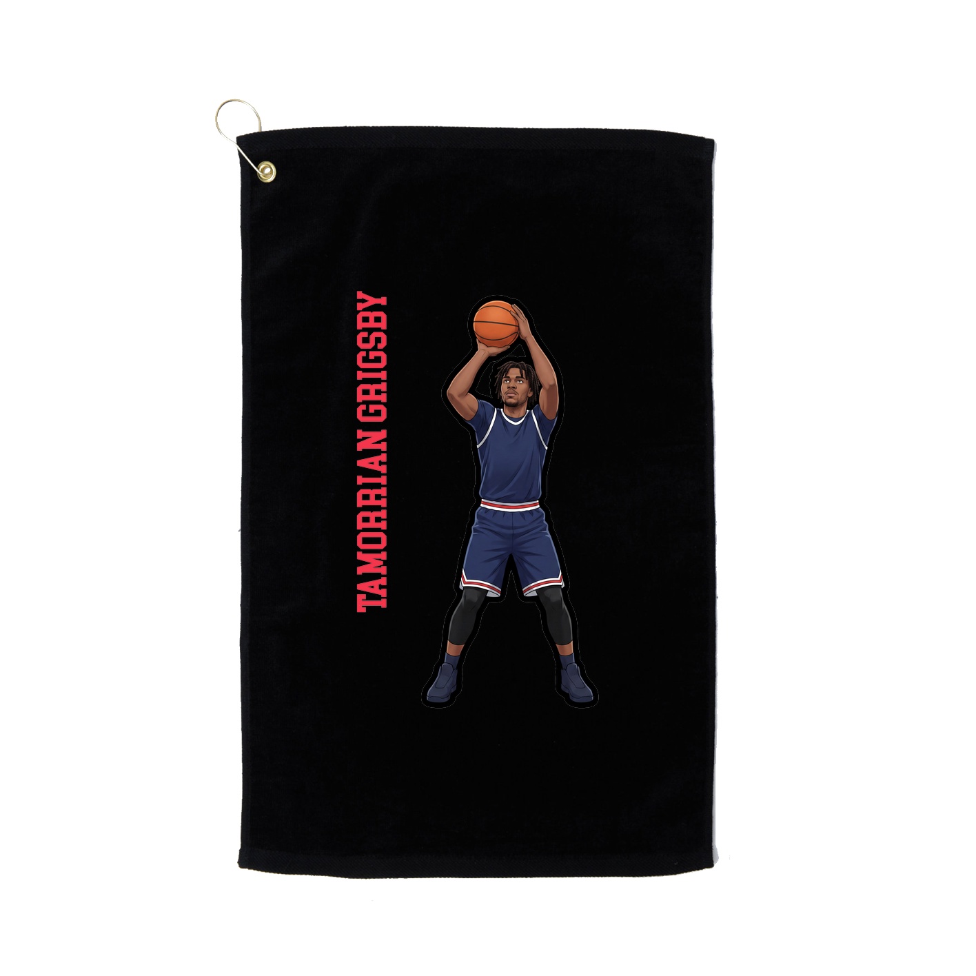 Golf Towel — Name Vertical in Black