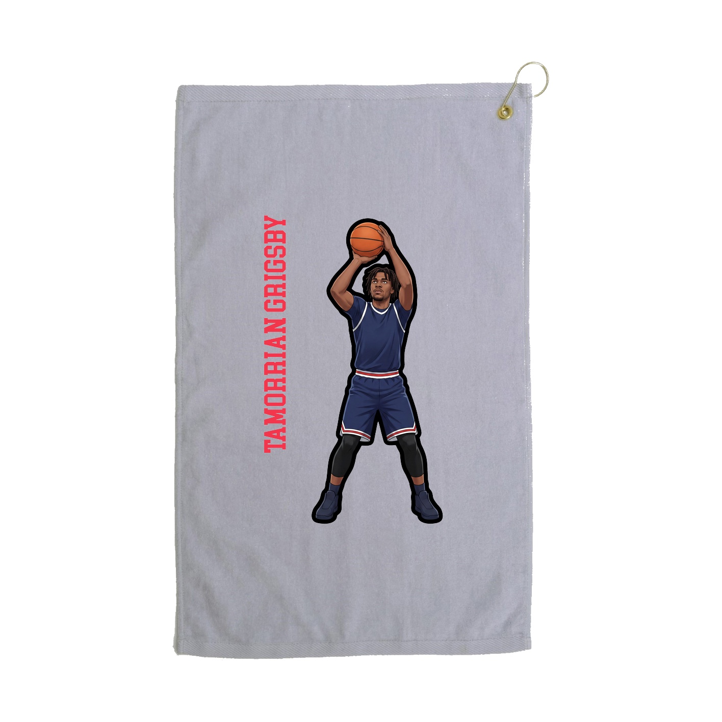 Golf Towel — Name Vertical in Grey
