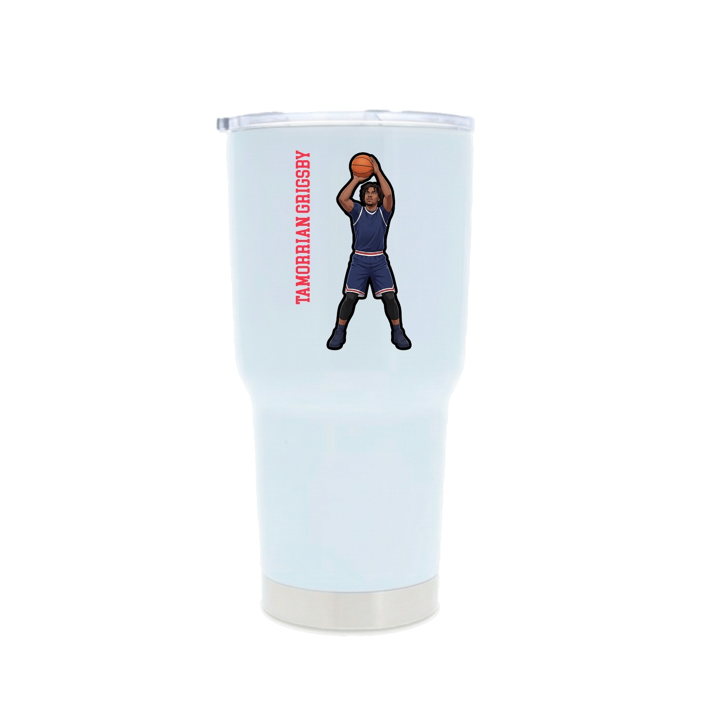 30oz Stainless Steel Tumbler — Name Vertical in White