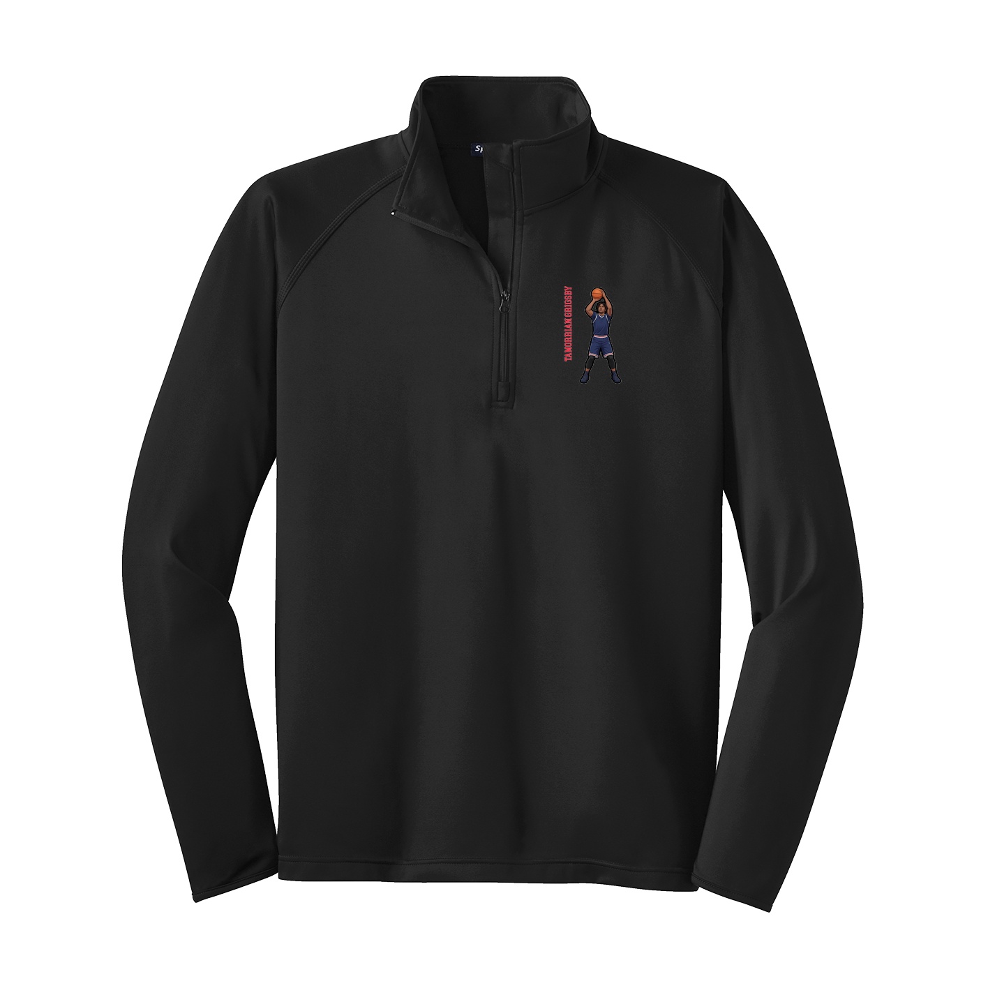 Q-Zip Pullover — Name Vertical in Black