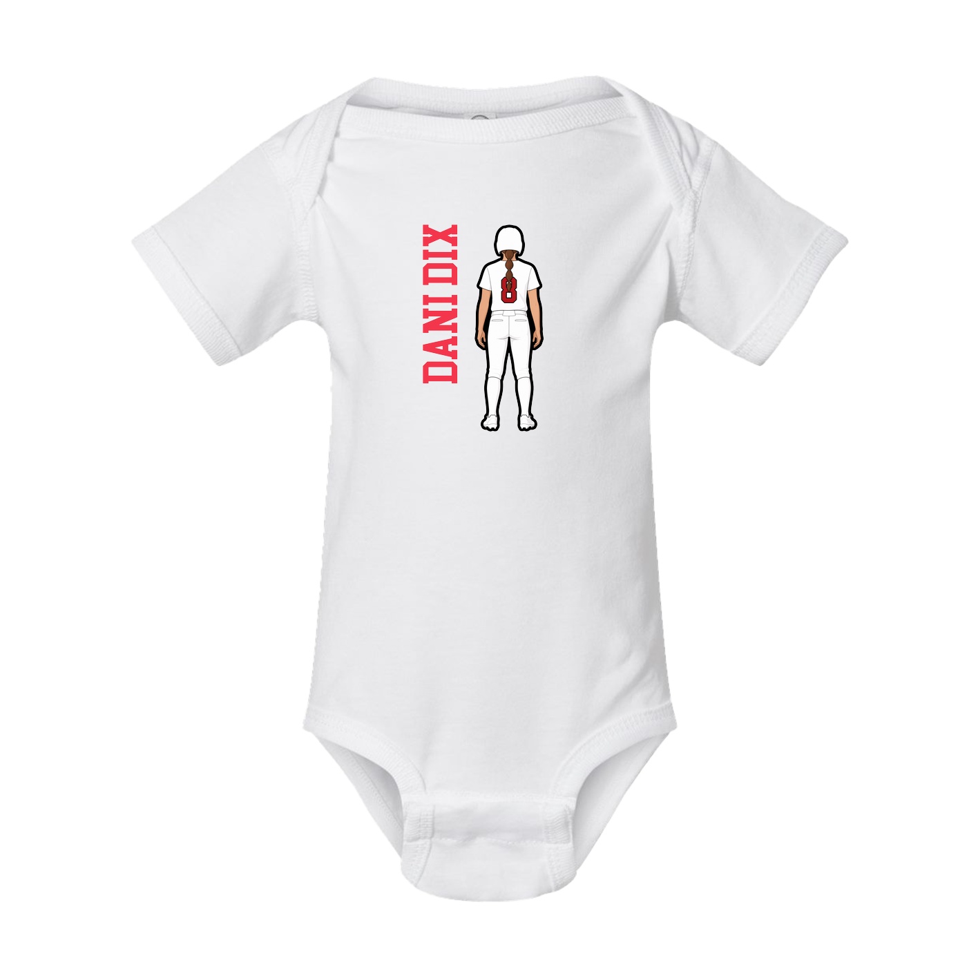 Baby Onesie — Name Vertical in White