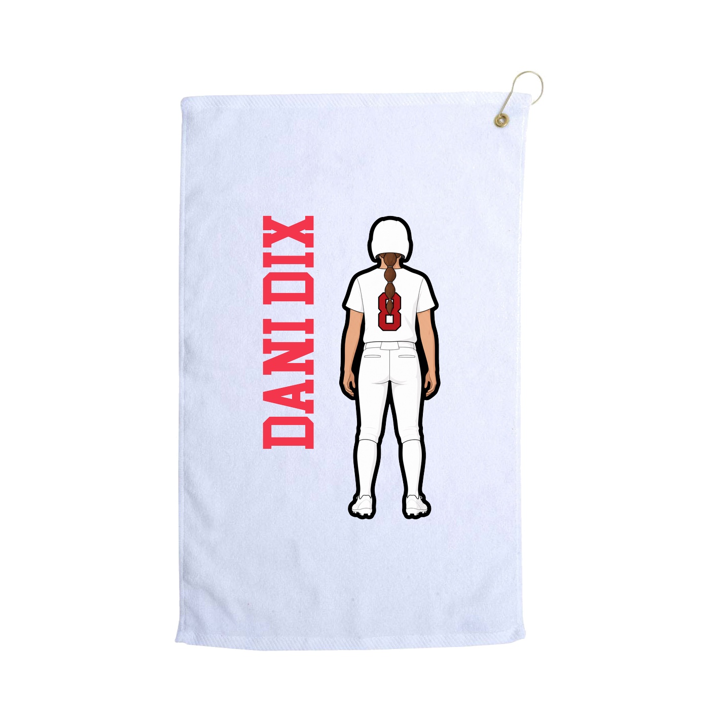 Golf Towel — Name Vertical in White