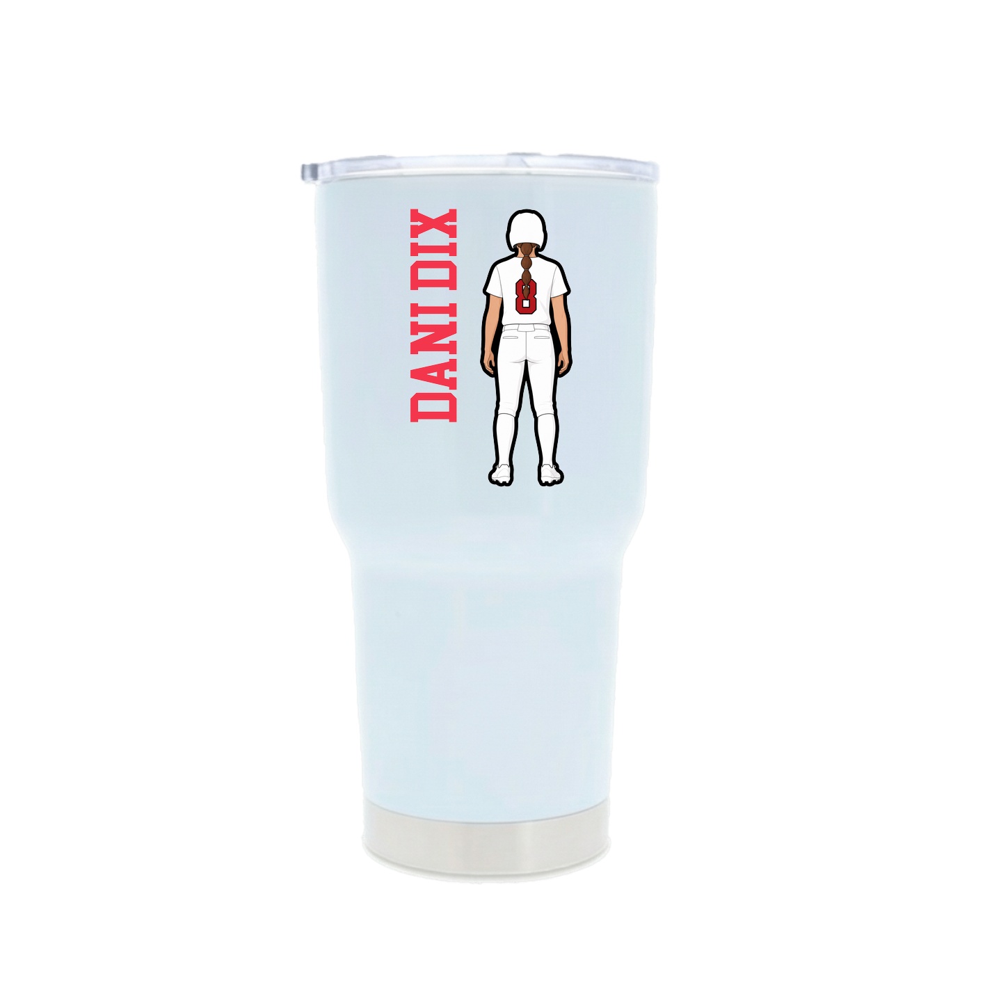 30oz Stainless Steel Tumbler — Name Vertical in White
