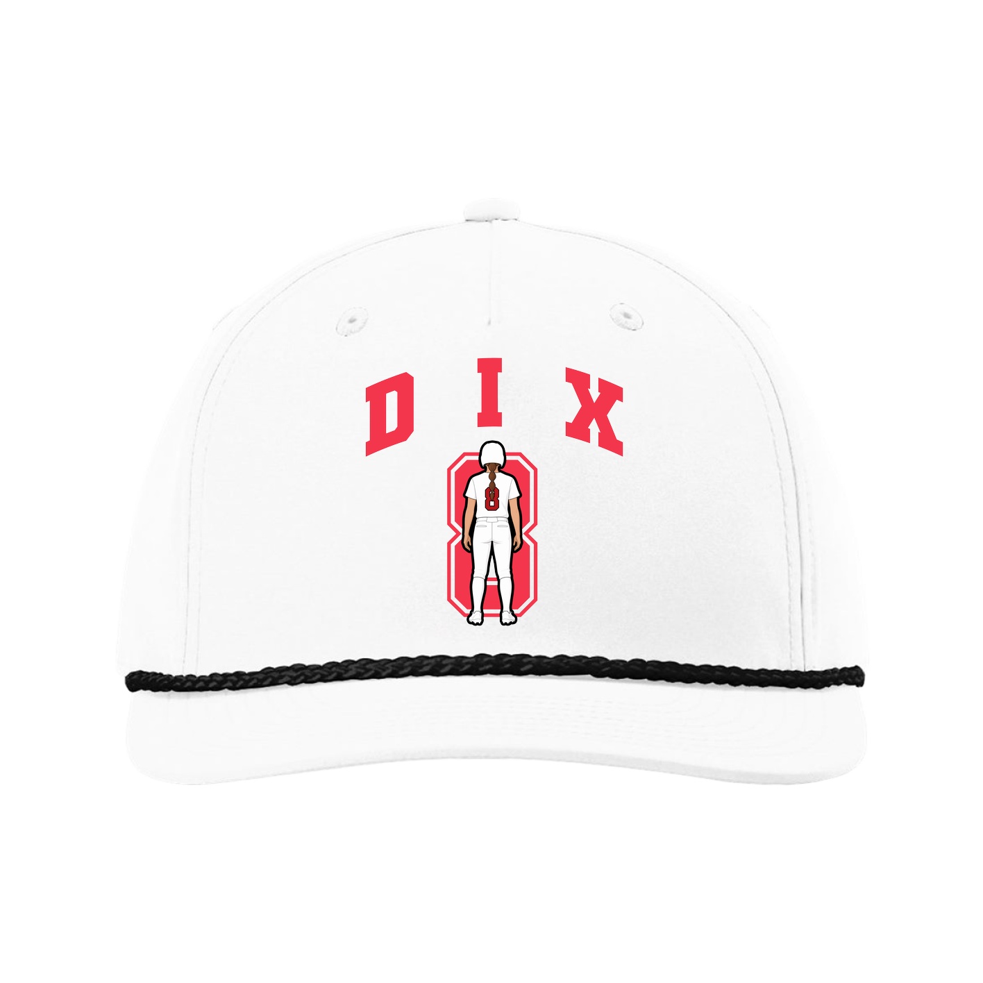 Five-Panel Classic Rope Cap — Number in White