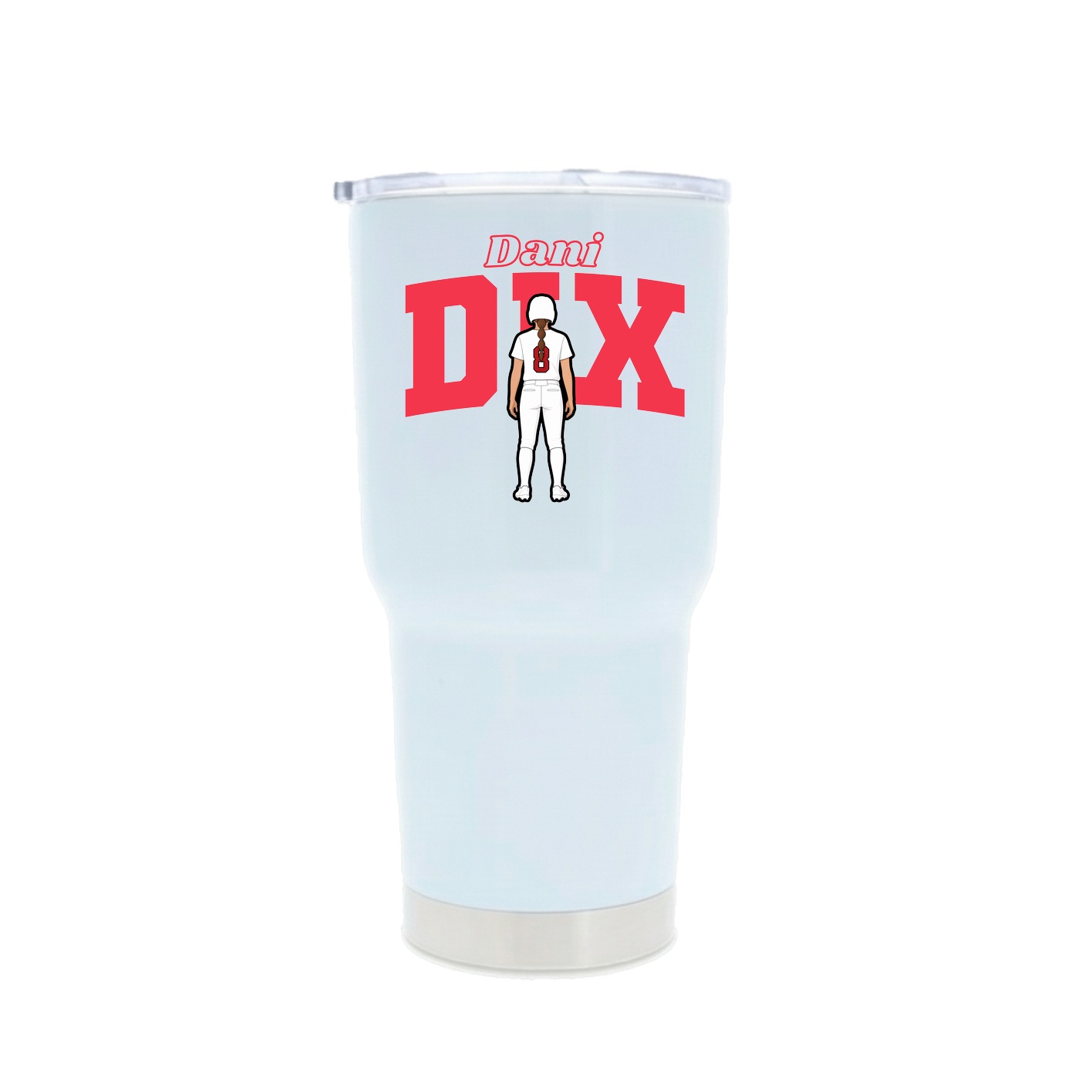 30oz Stainless Steel Tumbler — Name Arch in White