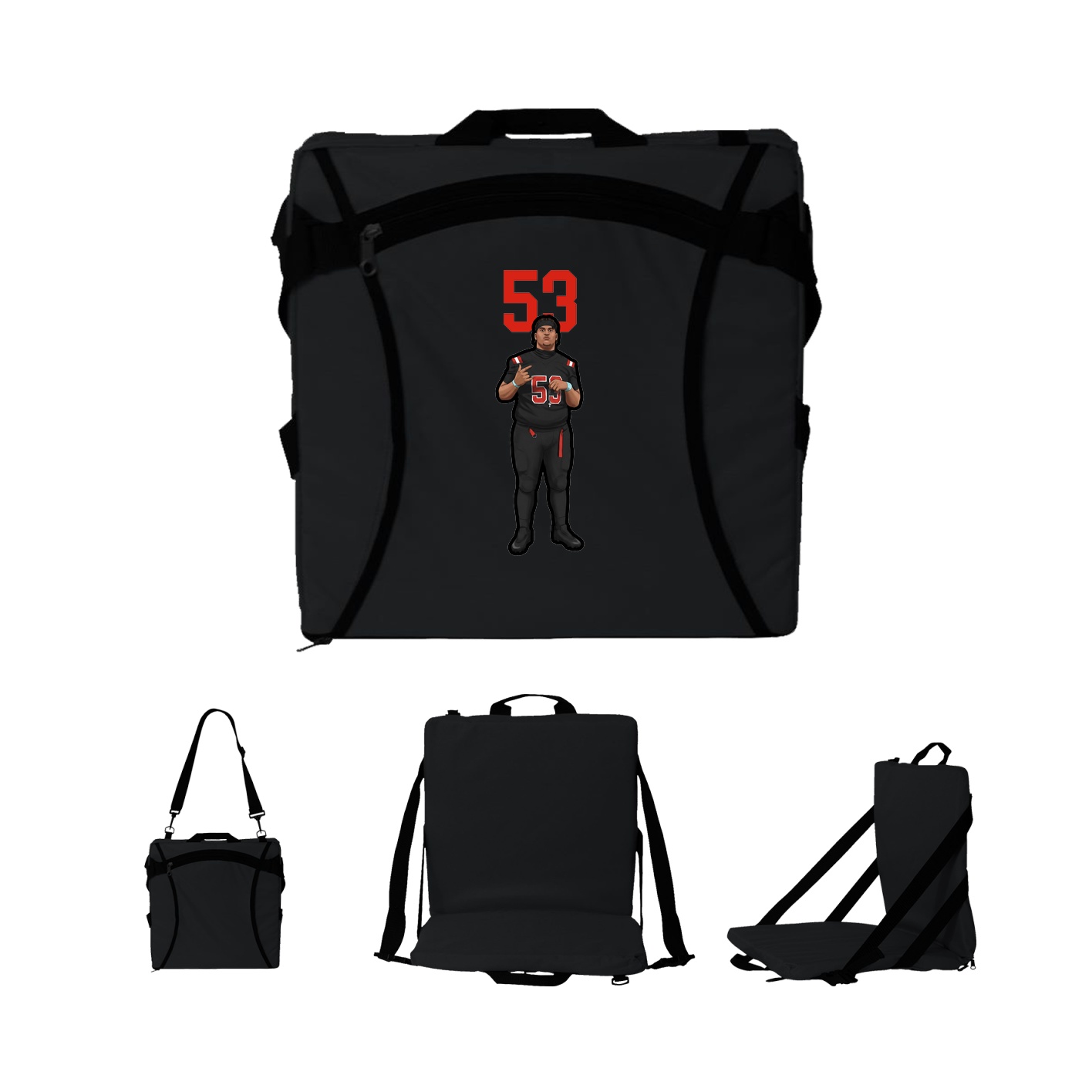Folding Stadium Seat — Number Top in Black