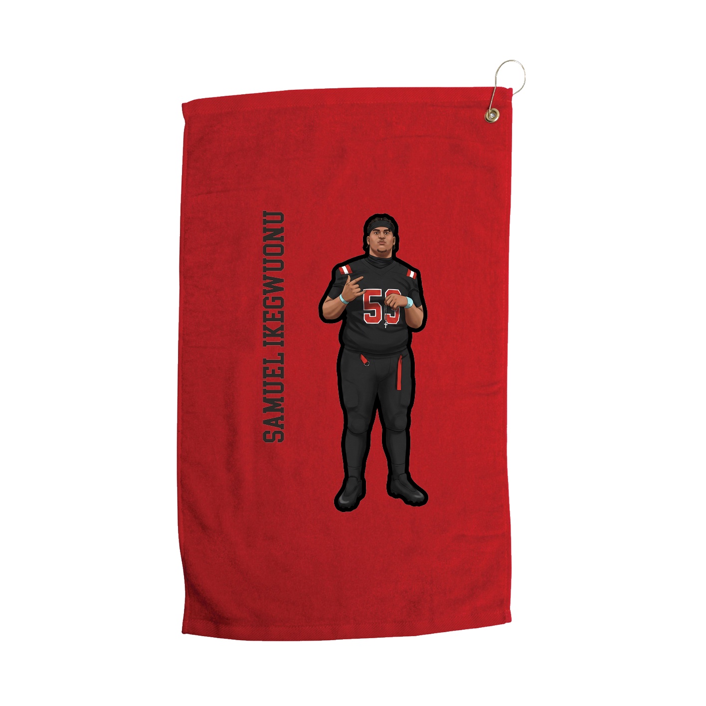 Golf Towel — Name Vertical in Red