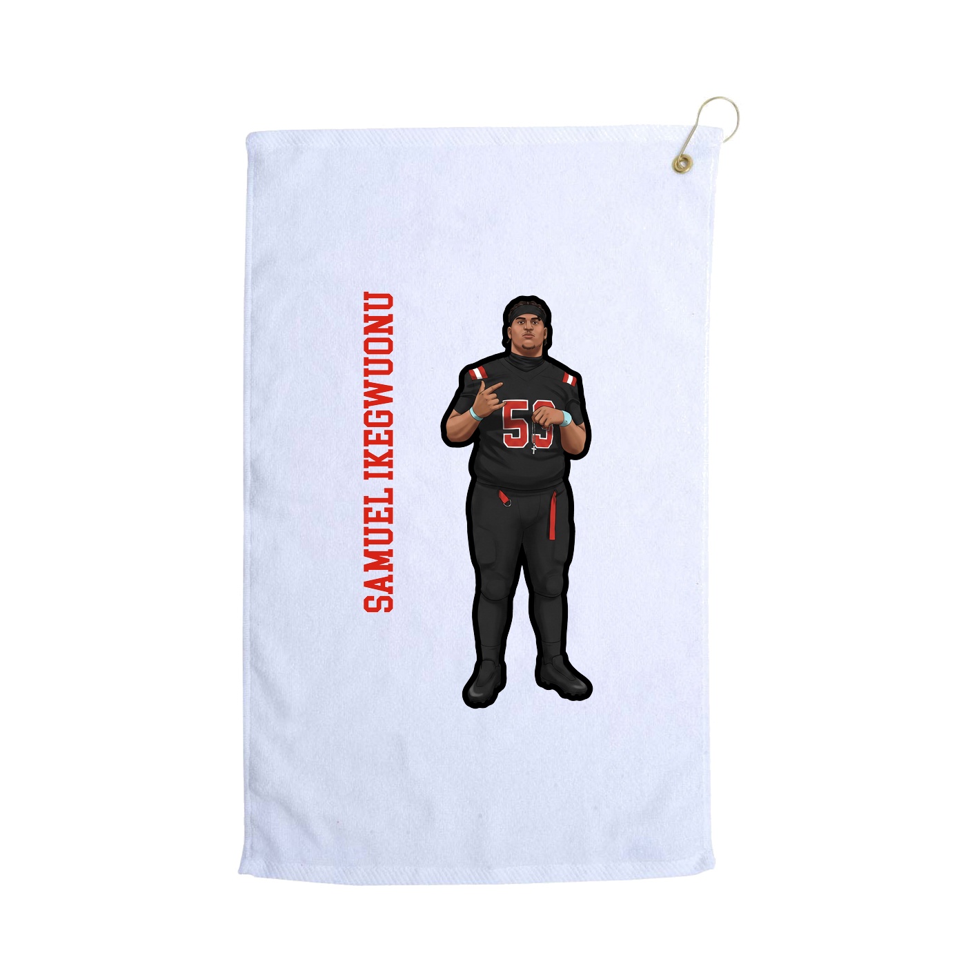 Golf Towel — Name Vertical in White
