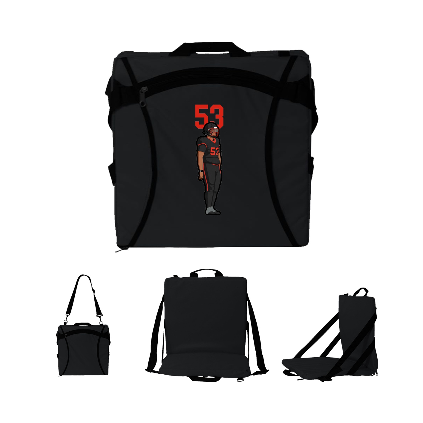 Folding Stadium Seat — Number Top in Black