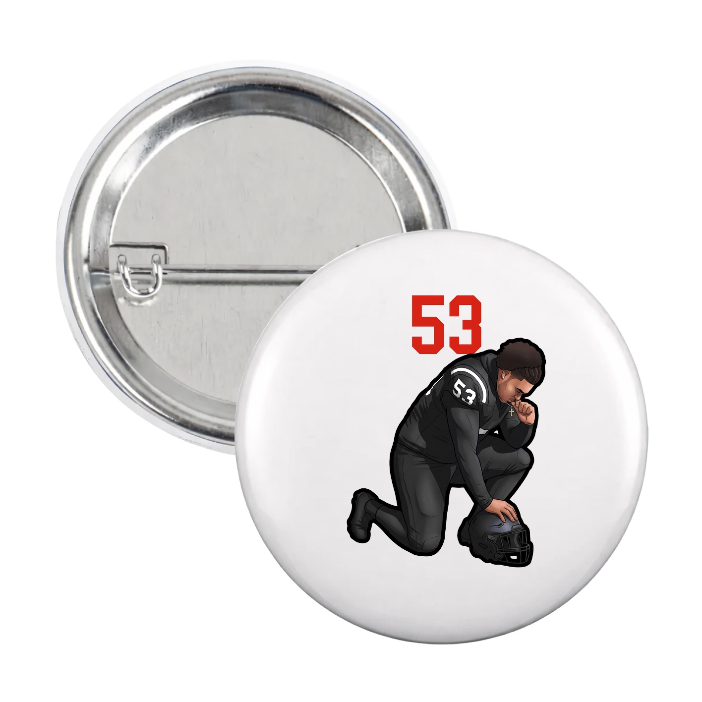 Game Day Button — Number Top in White