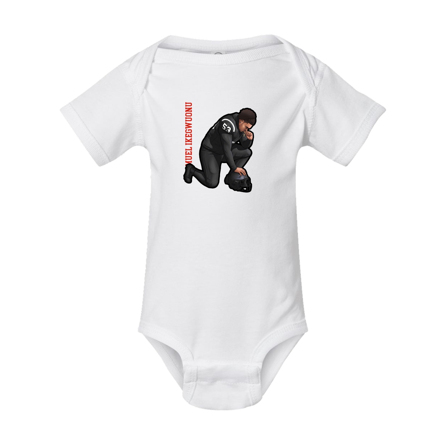 Baby Onesie — Name Vertical in White
