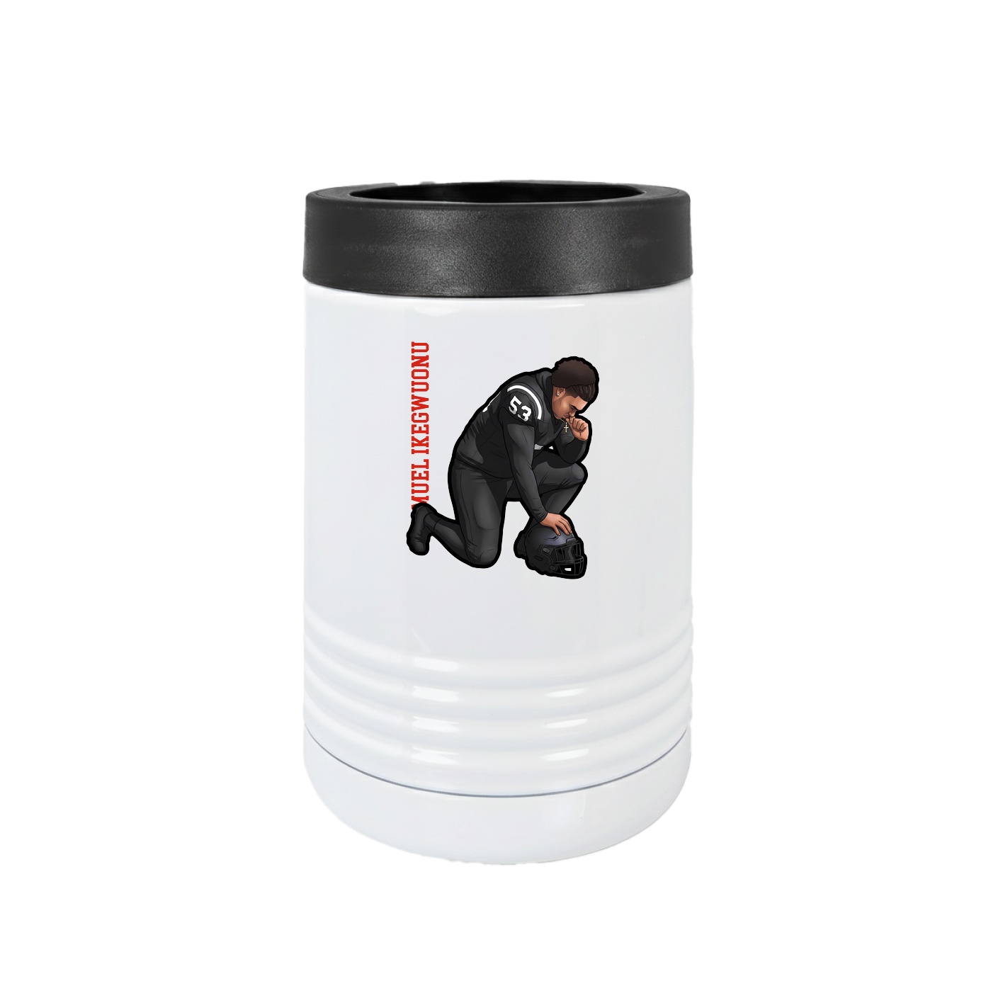 Beverage Holder — Name Vertical in White
