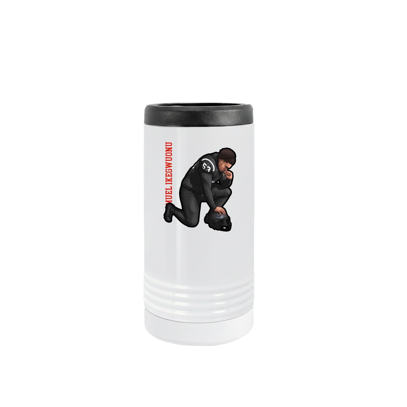 Slim Beverage Holder — Name Vertical in White