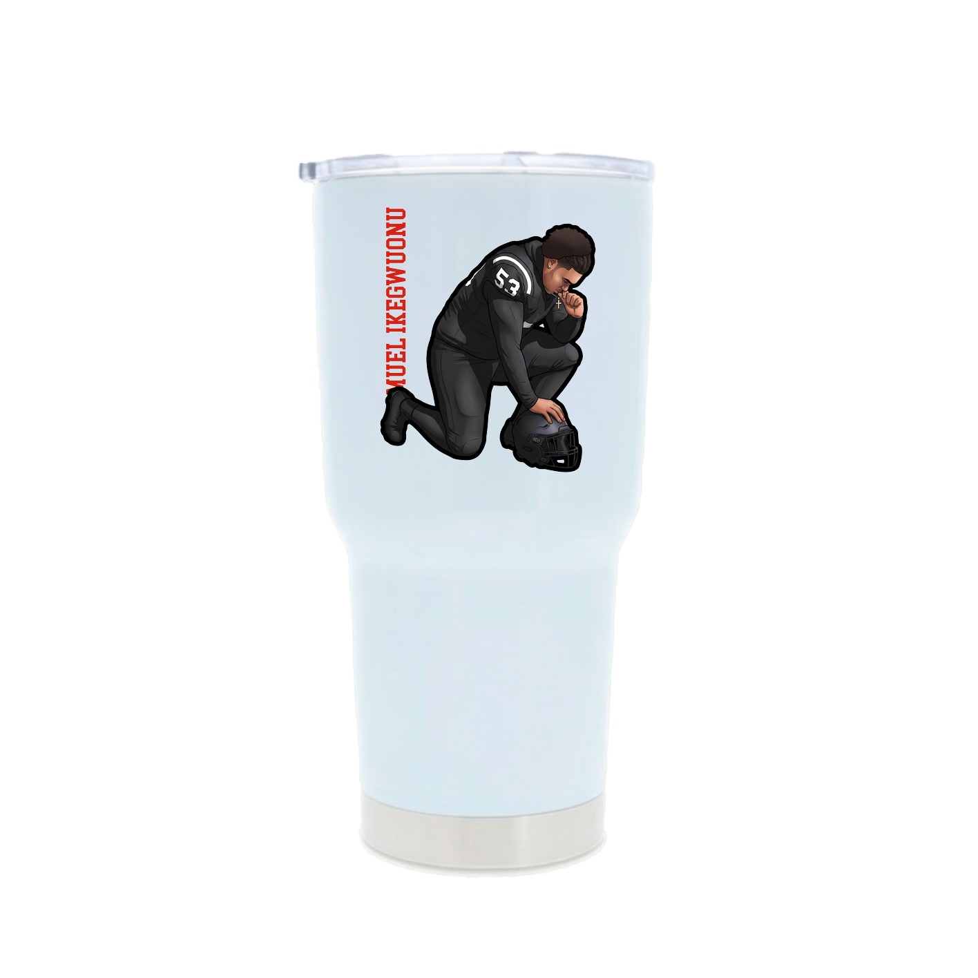 30oz Stainless Steel Tumbler — Name Vertical in White