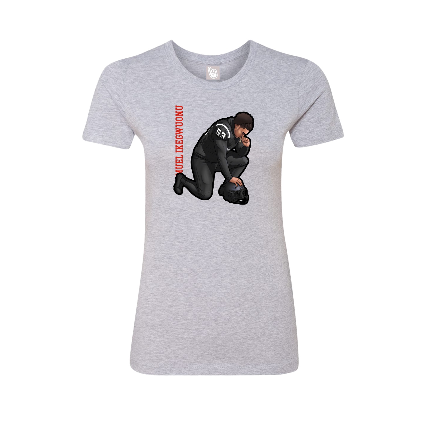 Womens Tee — Name Vertical in Grey
