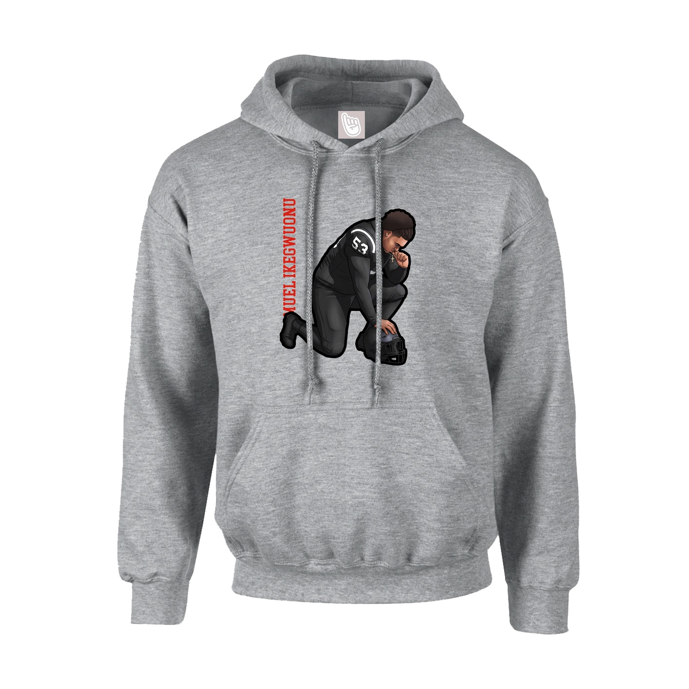 Hoodie — Name Vertical in Grey