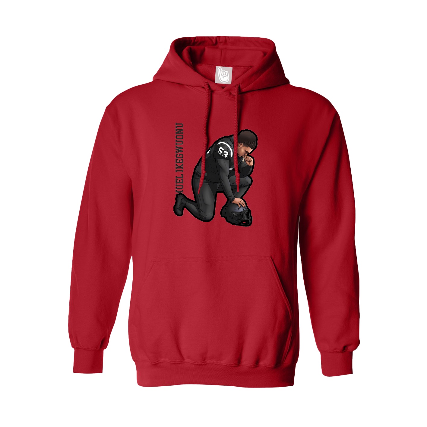 Youth Hoodie — Name Vertical in Red