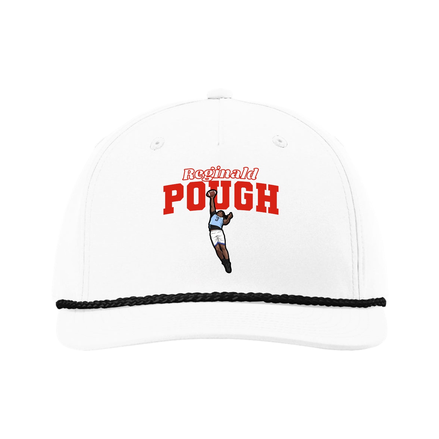 Five-Panel Classic Rope Cap — Name Arch in White