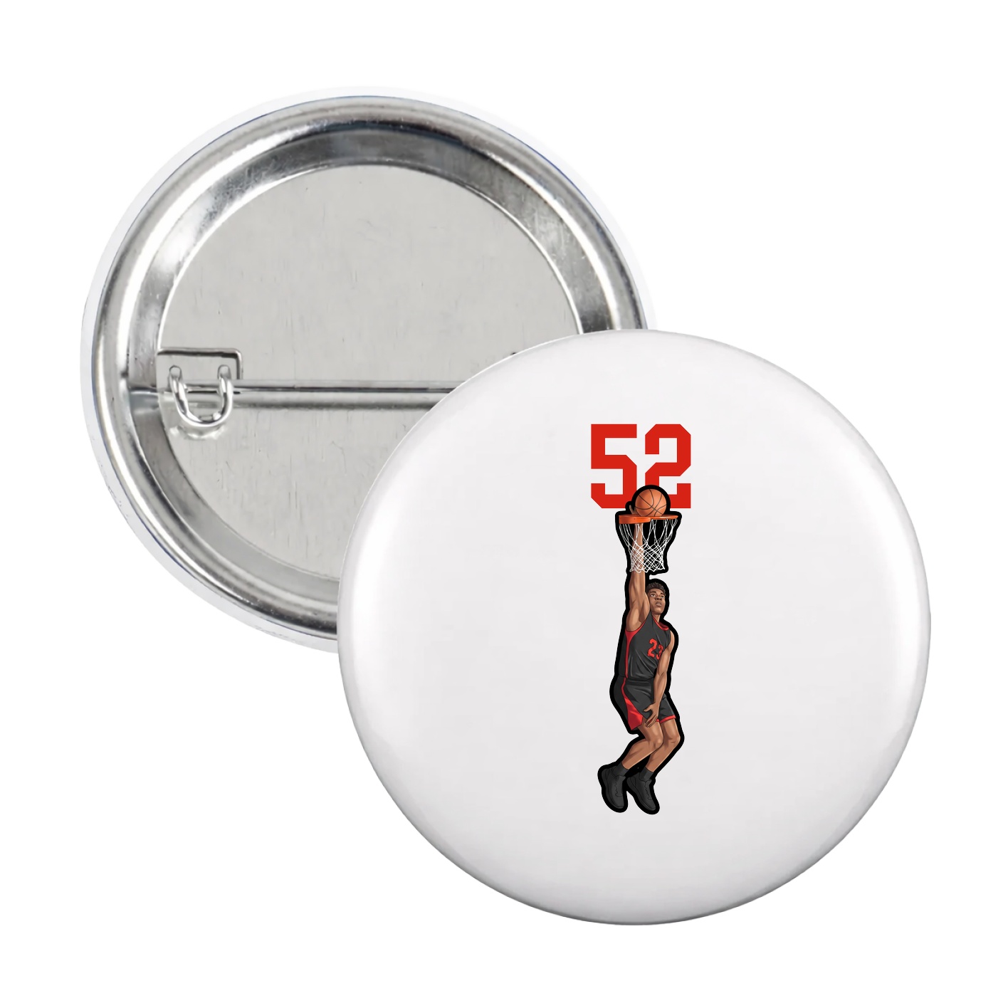 Game Day Button — Number Top in White