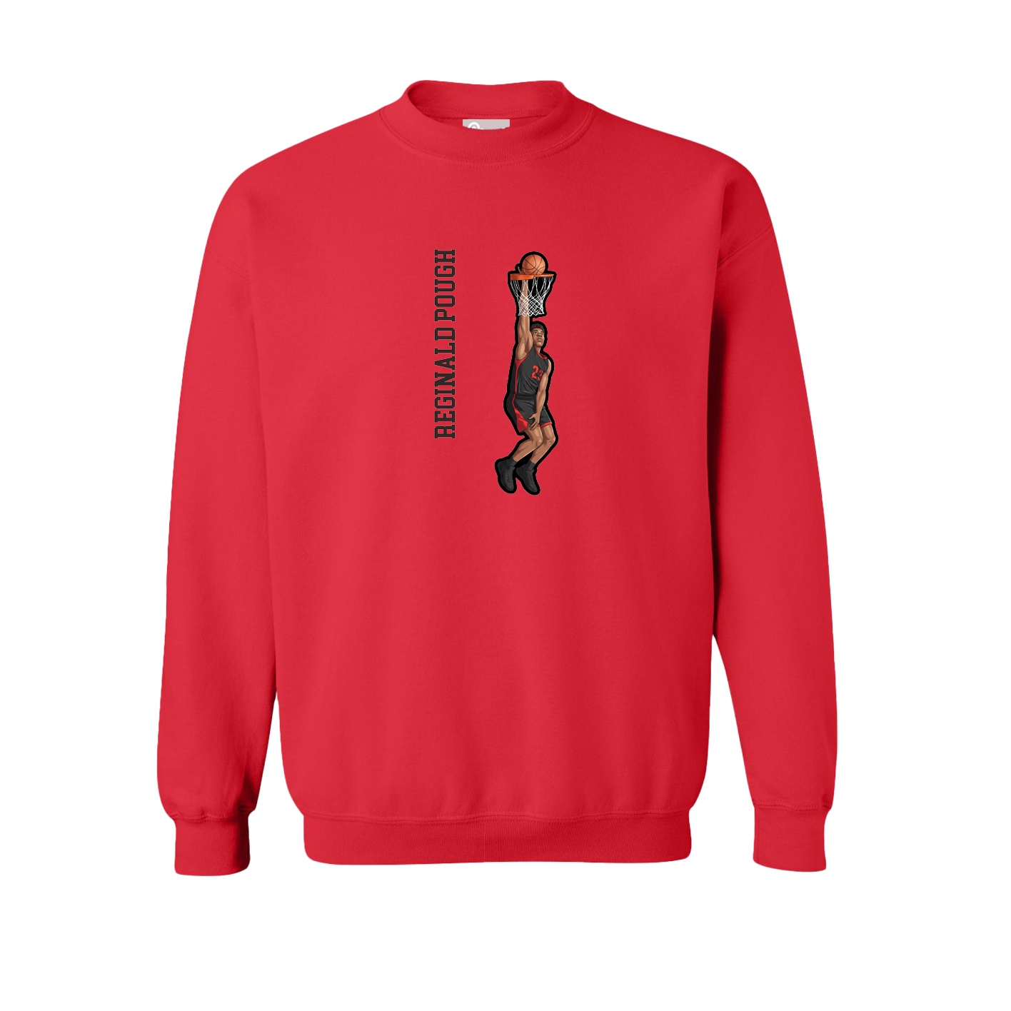 Fleece Crew — Name Vertical in Red