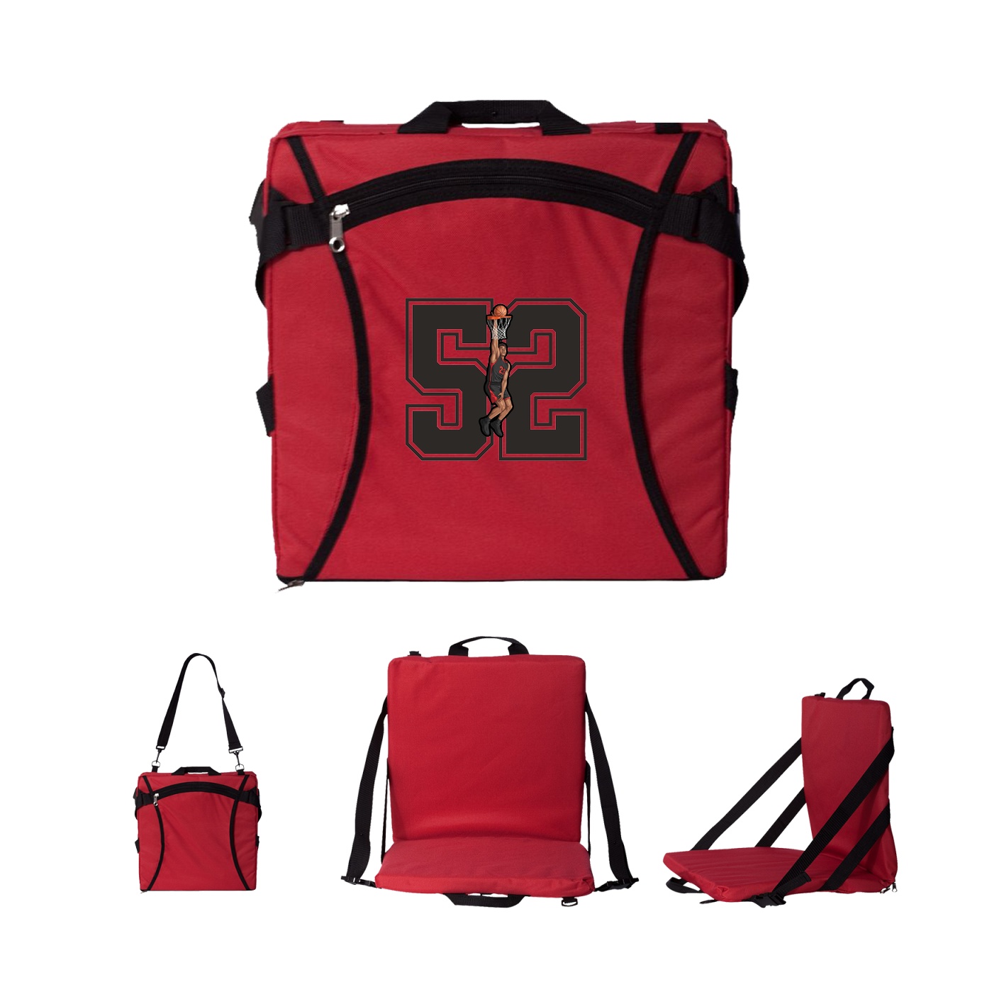 Folding Stadium Seat — Number in Red