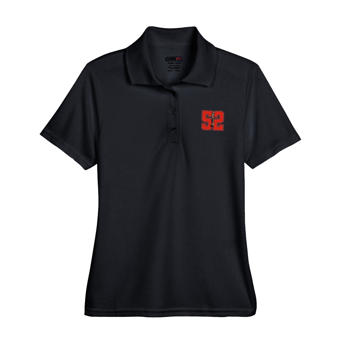 Womens Performance Polo — Number in Black