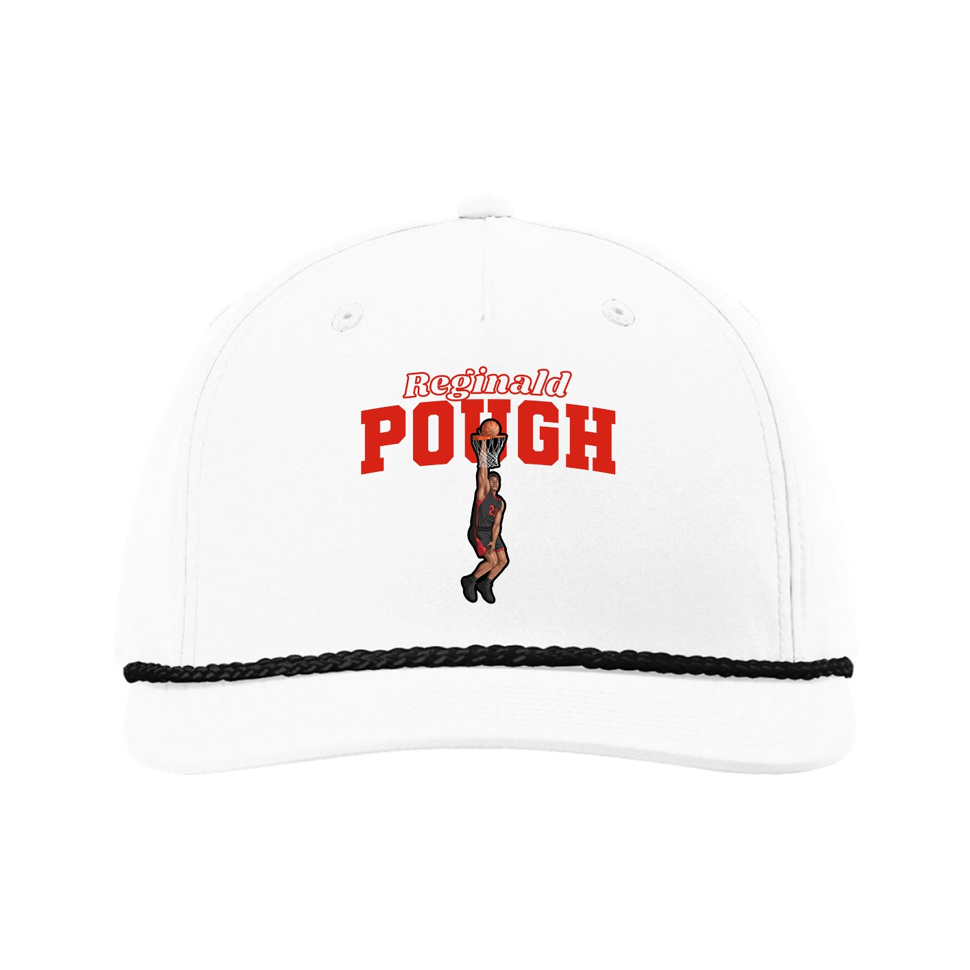 Five-Panel Classic Rope Cap — Name Arch in White