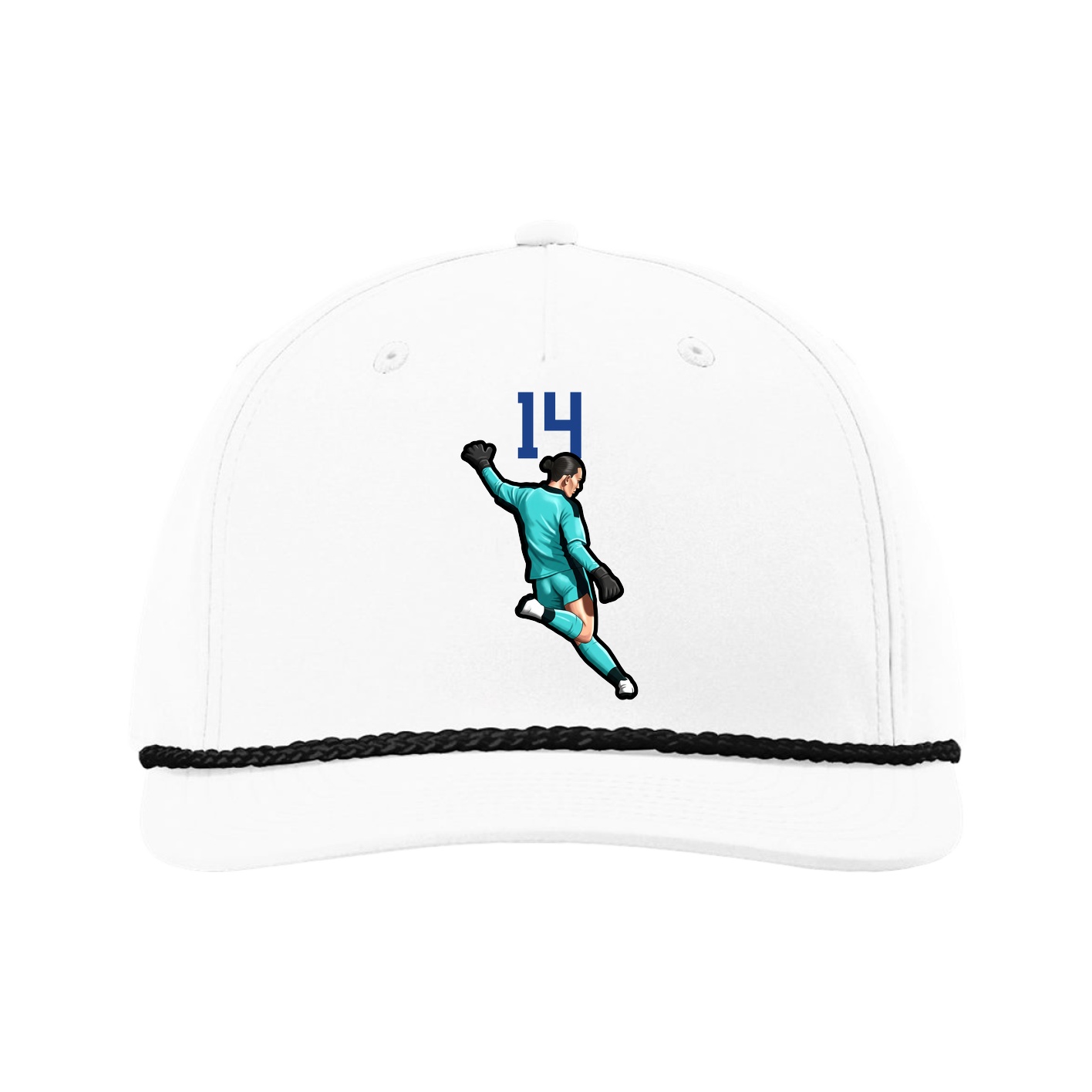Five-Panel Classic Rope Cap — Number Top in White