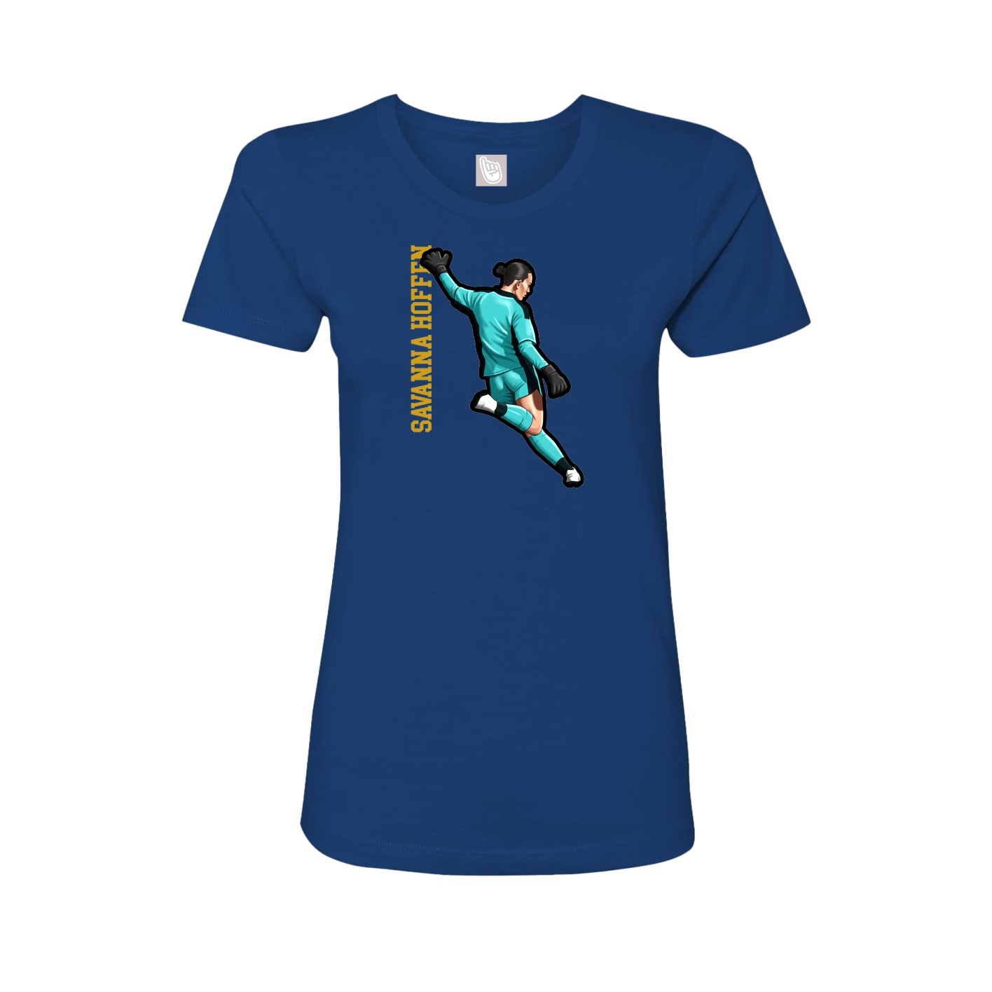 Fitted Women's Tee — Name Vertical in Royal