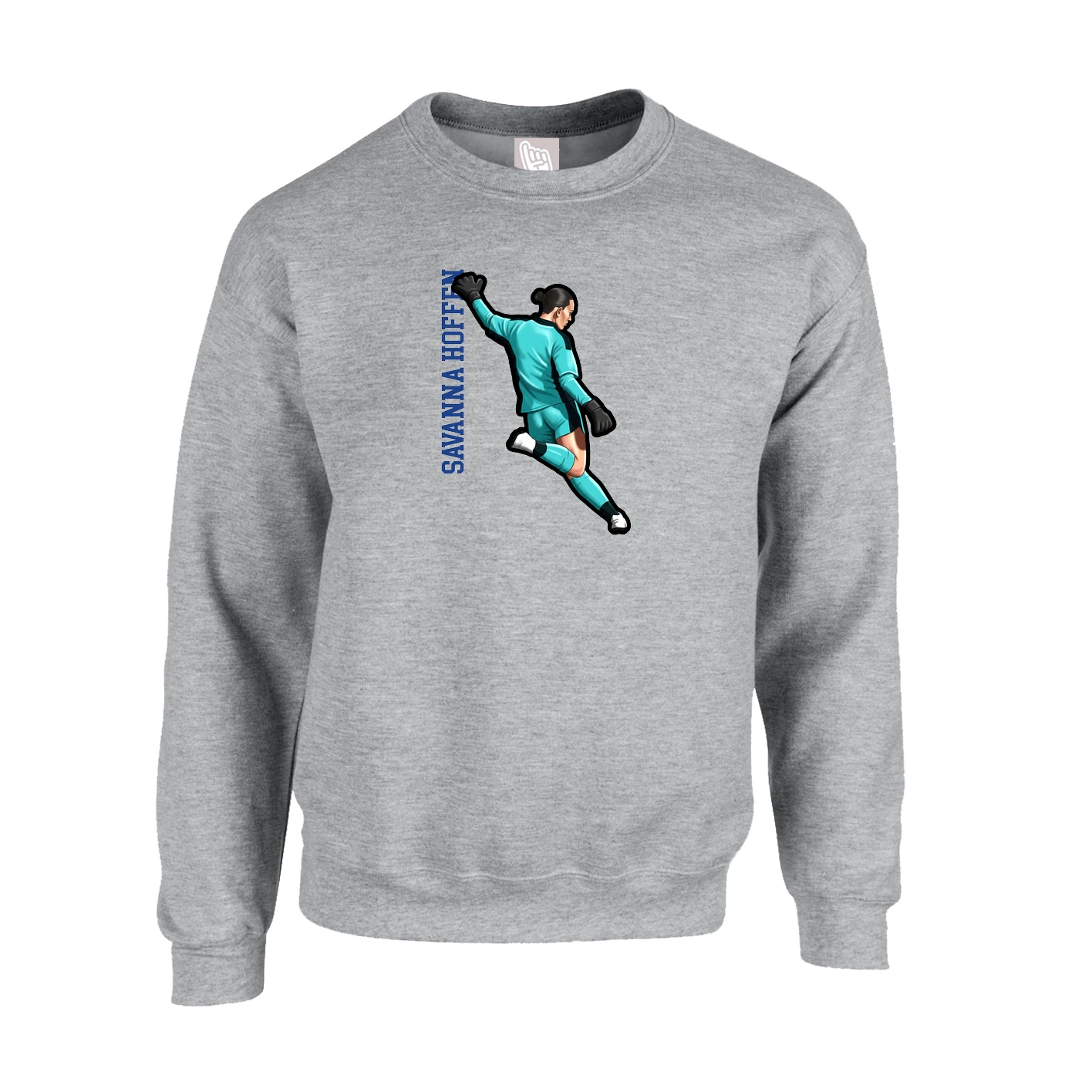 Fleece Crew — Name Vertical in Grey