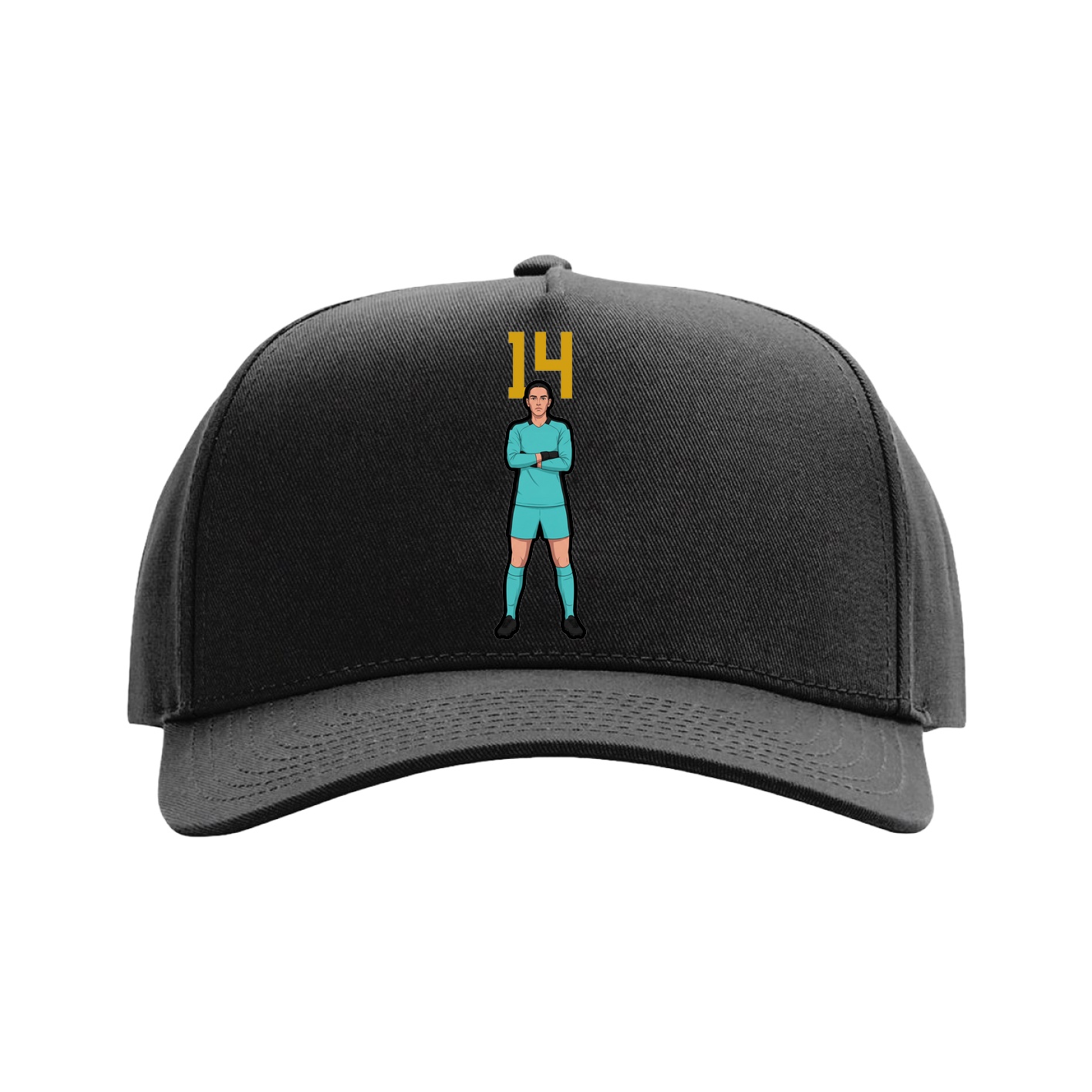 Full Fabric Five-Panel Champ Cap — Number Top in Black