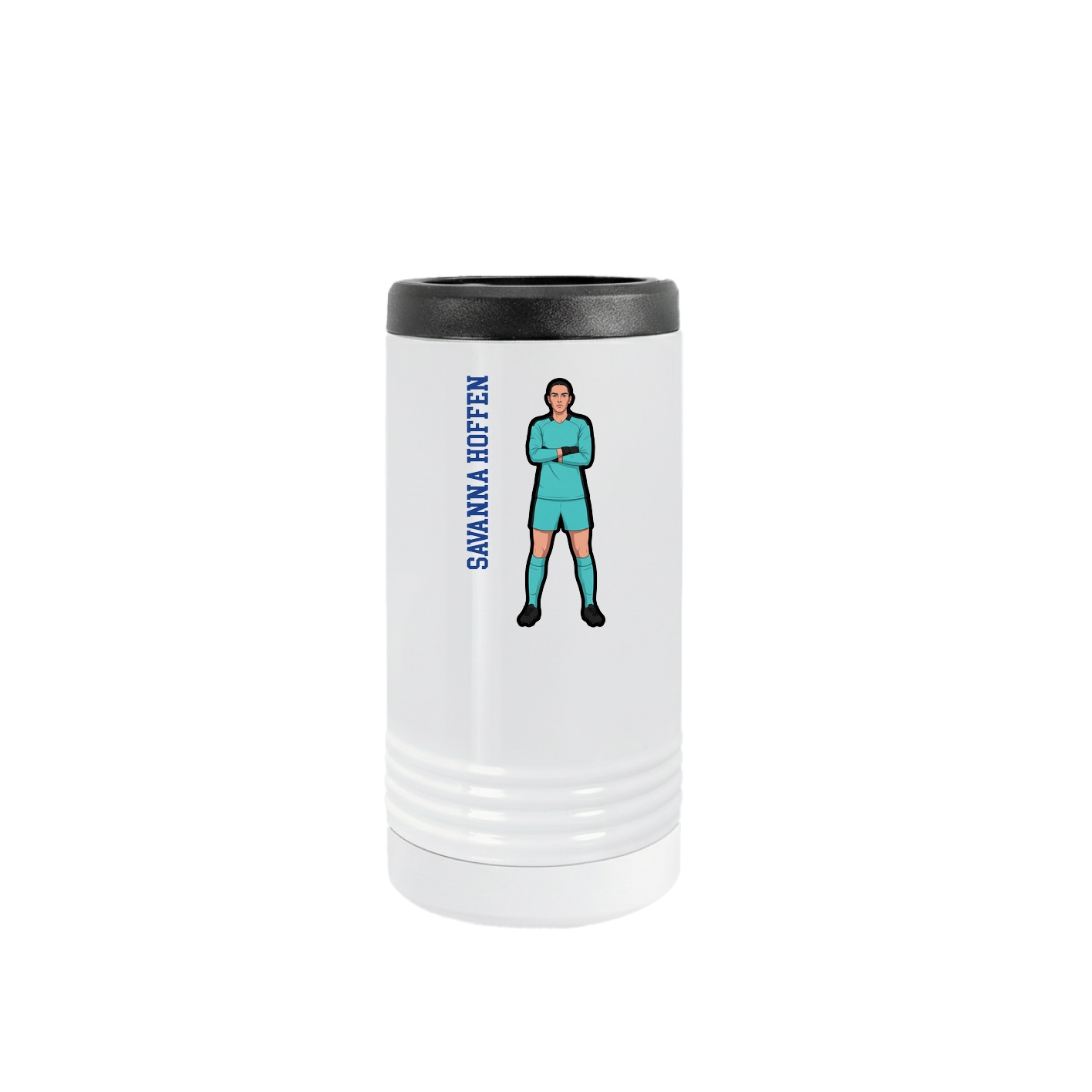 Slim Beverage Holder — Name Vertical in White